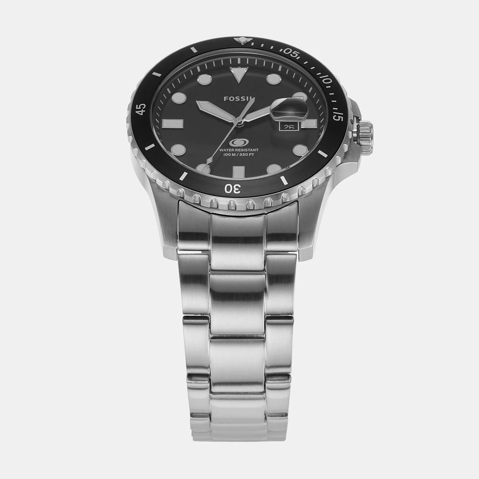 Fossil Fossil Blue Dive Men Quartz Black Dial Analog Stainless Steel Watch Fs6032