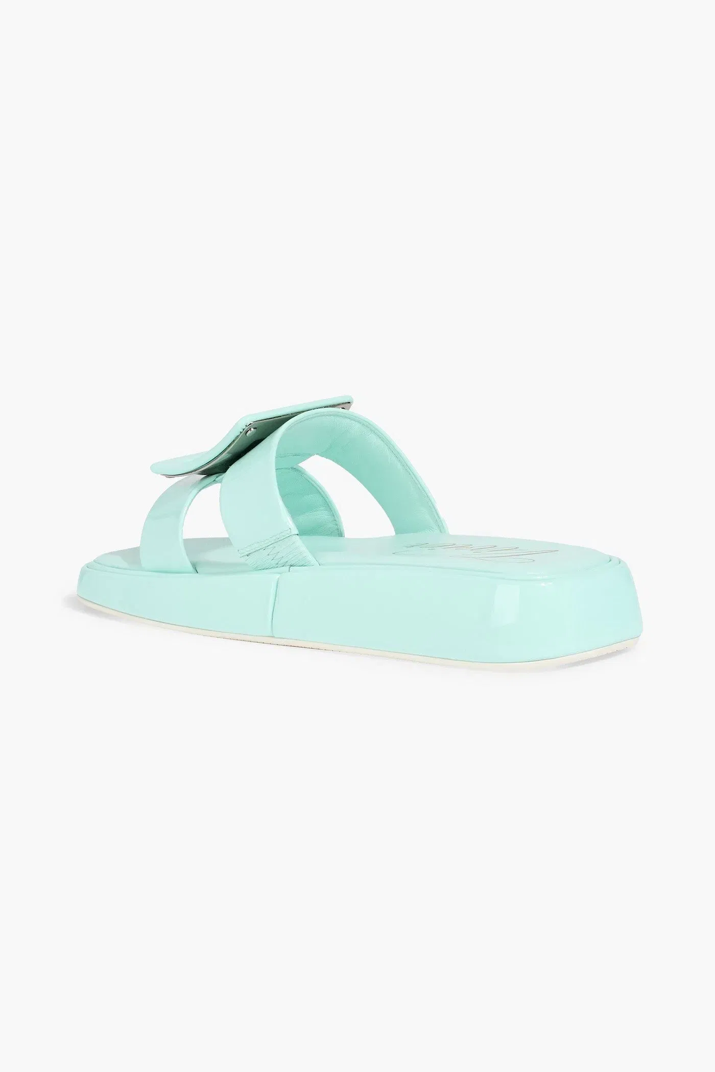Roger Vivier Buckle-Embellished Patent-Leather Slides Mint Women's