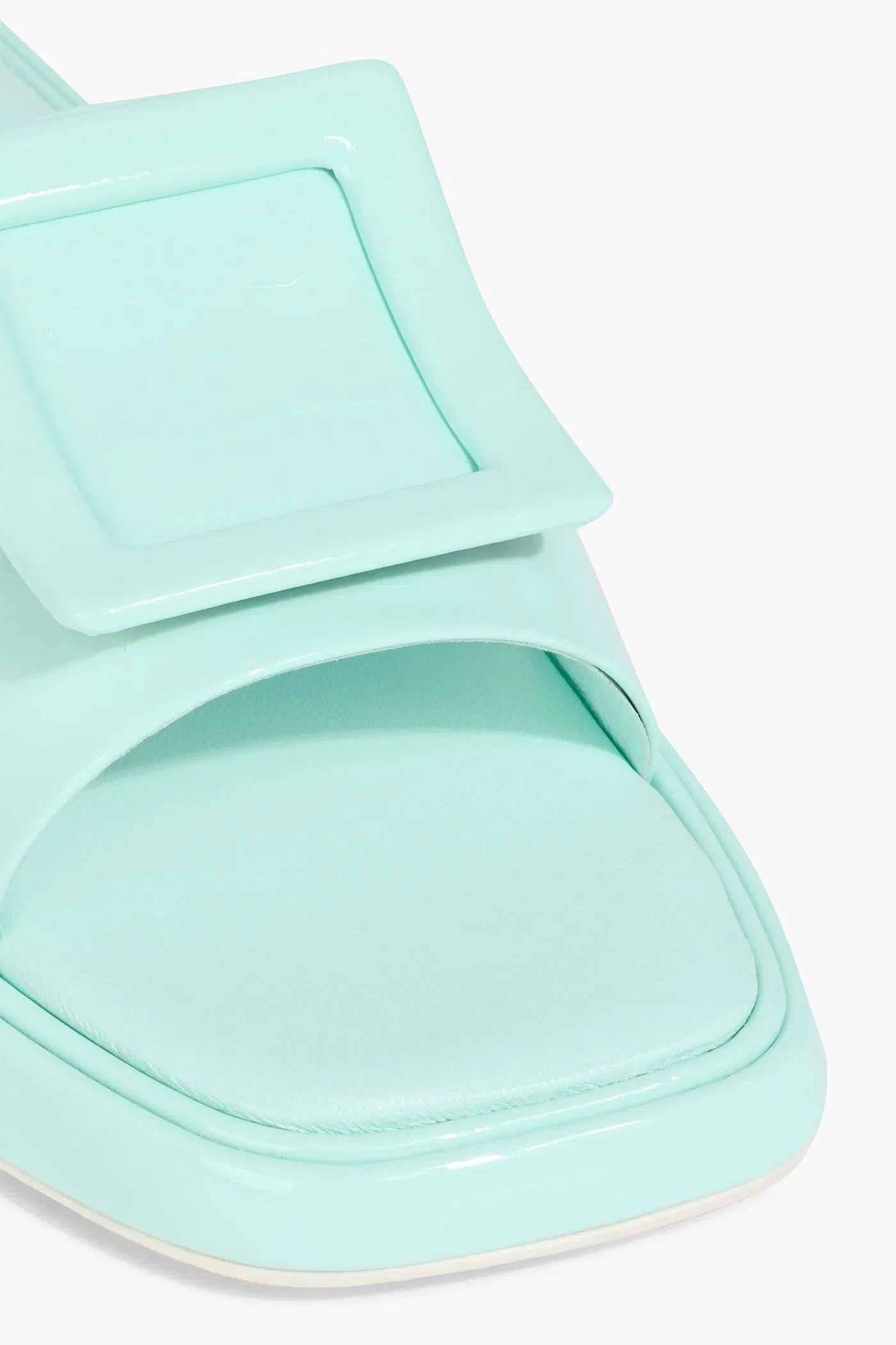 Roger Vivier Buckle-Embellished Patent-Leather Slides Mint Women's