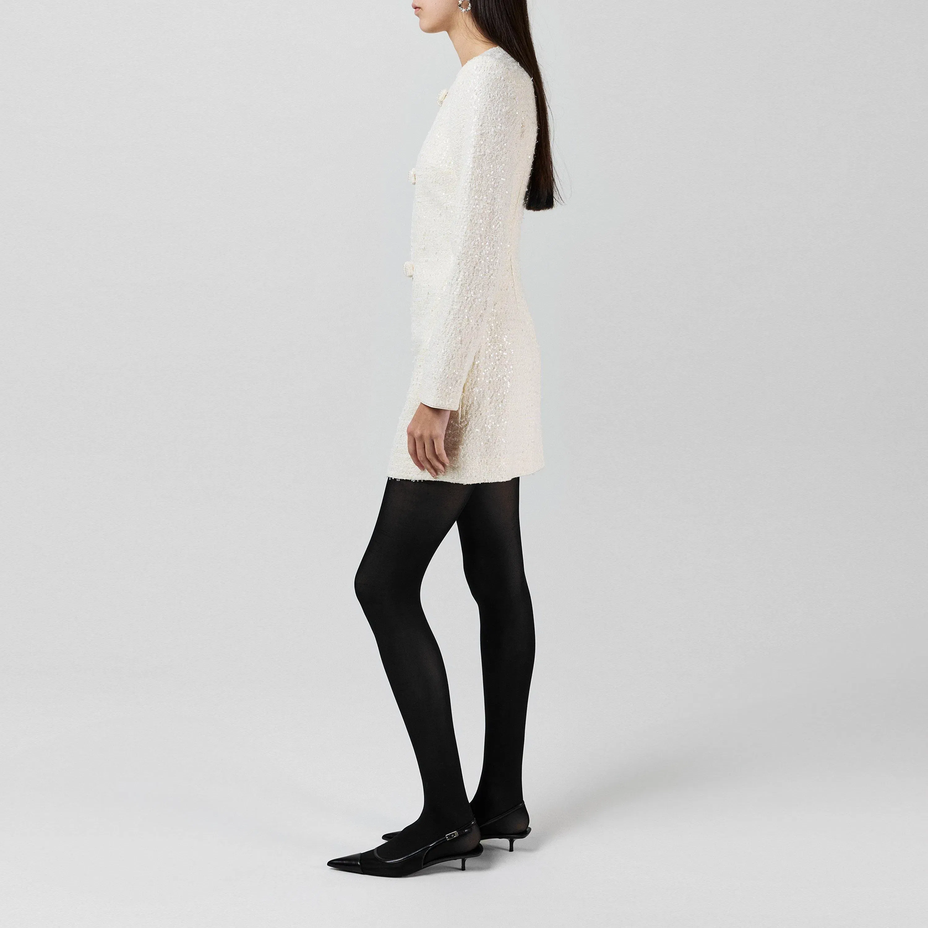 Boucle Diamante Bow Mini Dress
