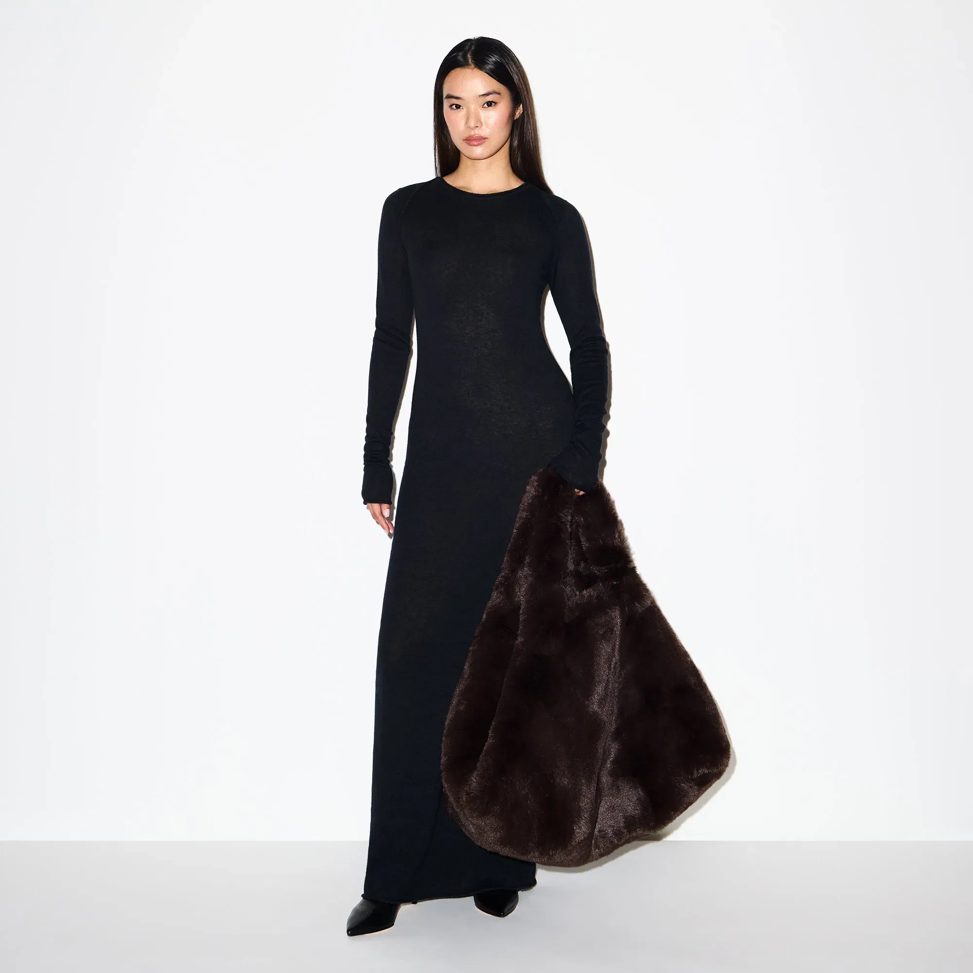 FAUX FUR JUMBO TOTE | ESPRESSO