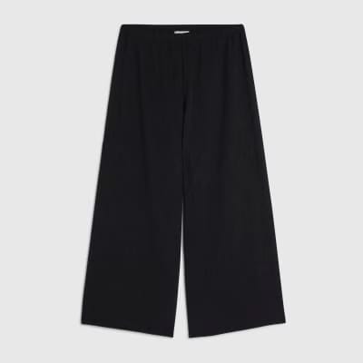 Petite Black Pull On Textured Culottes