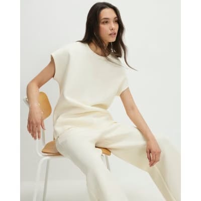 Cream Premium Short Sleeve Twill Top