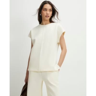 Cream Premium Short Sleeve Twill Top