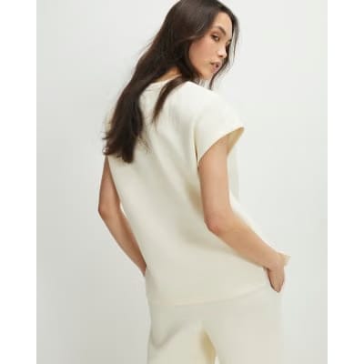 Cream Premium Short Sleeve Twill Top