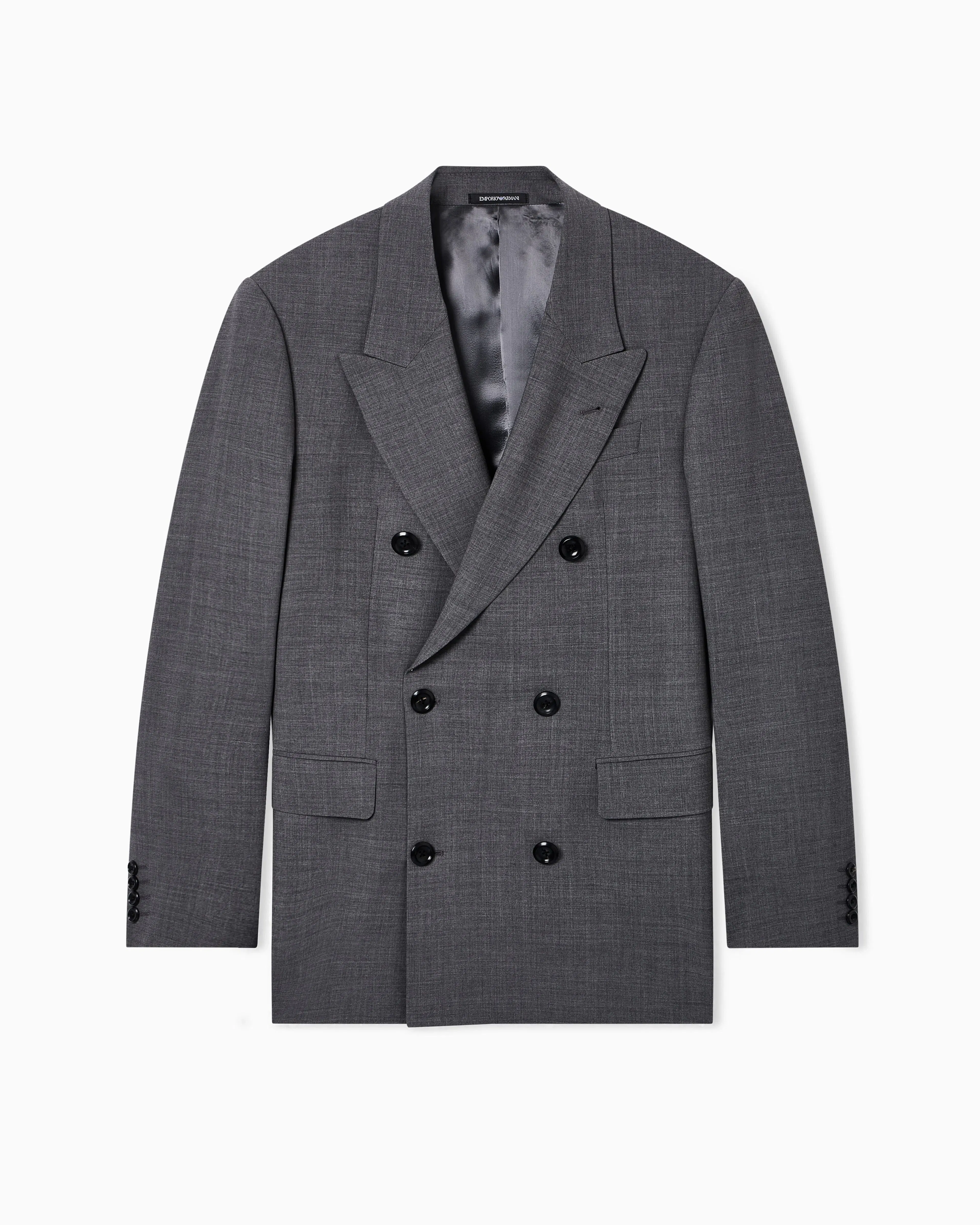 Emporio Armani Double-breasted jacket in stretch wool canvas