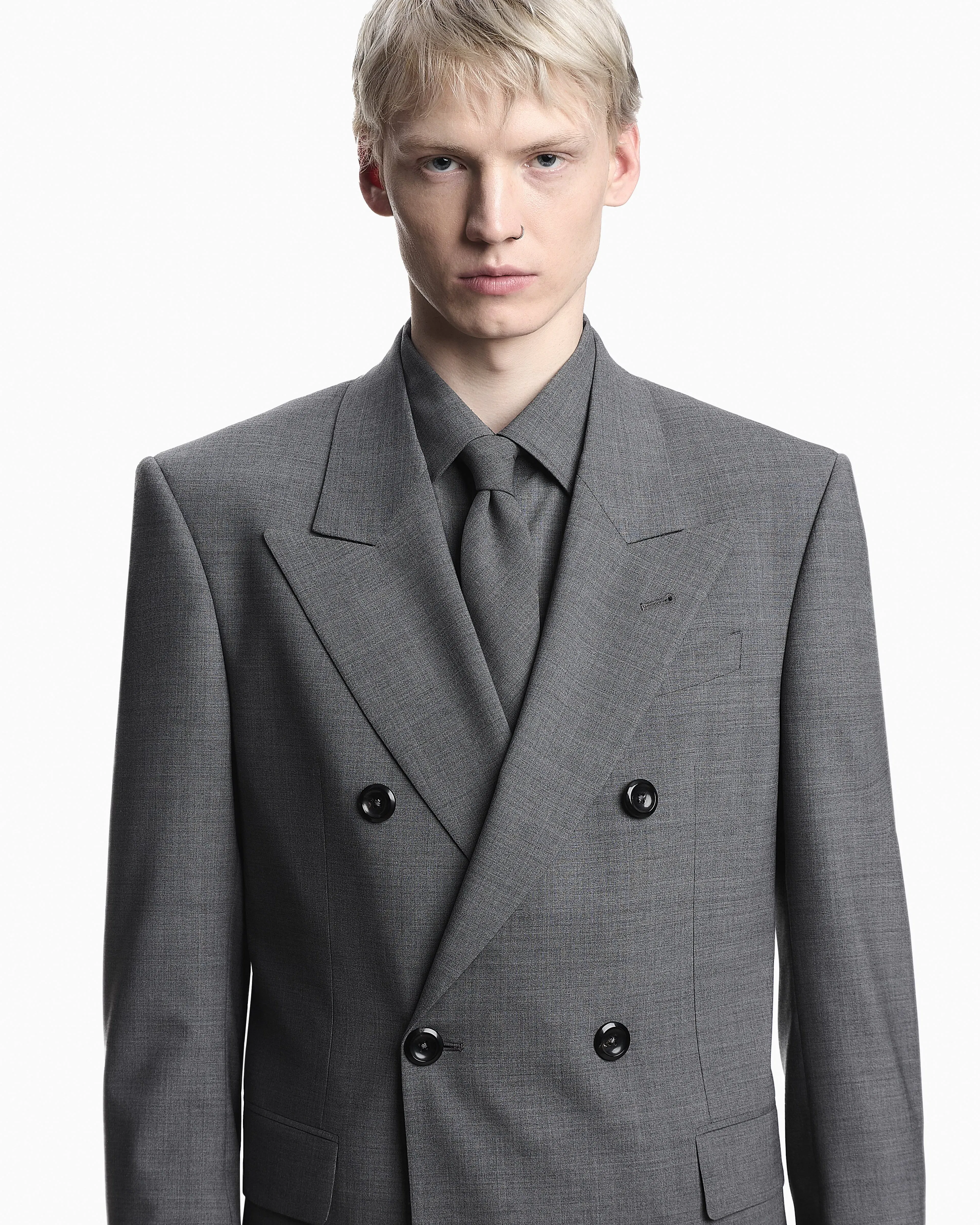 Emporio Armani Double-breasted jacket in stretch wool canvas