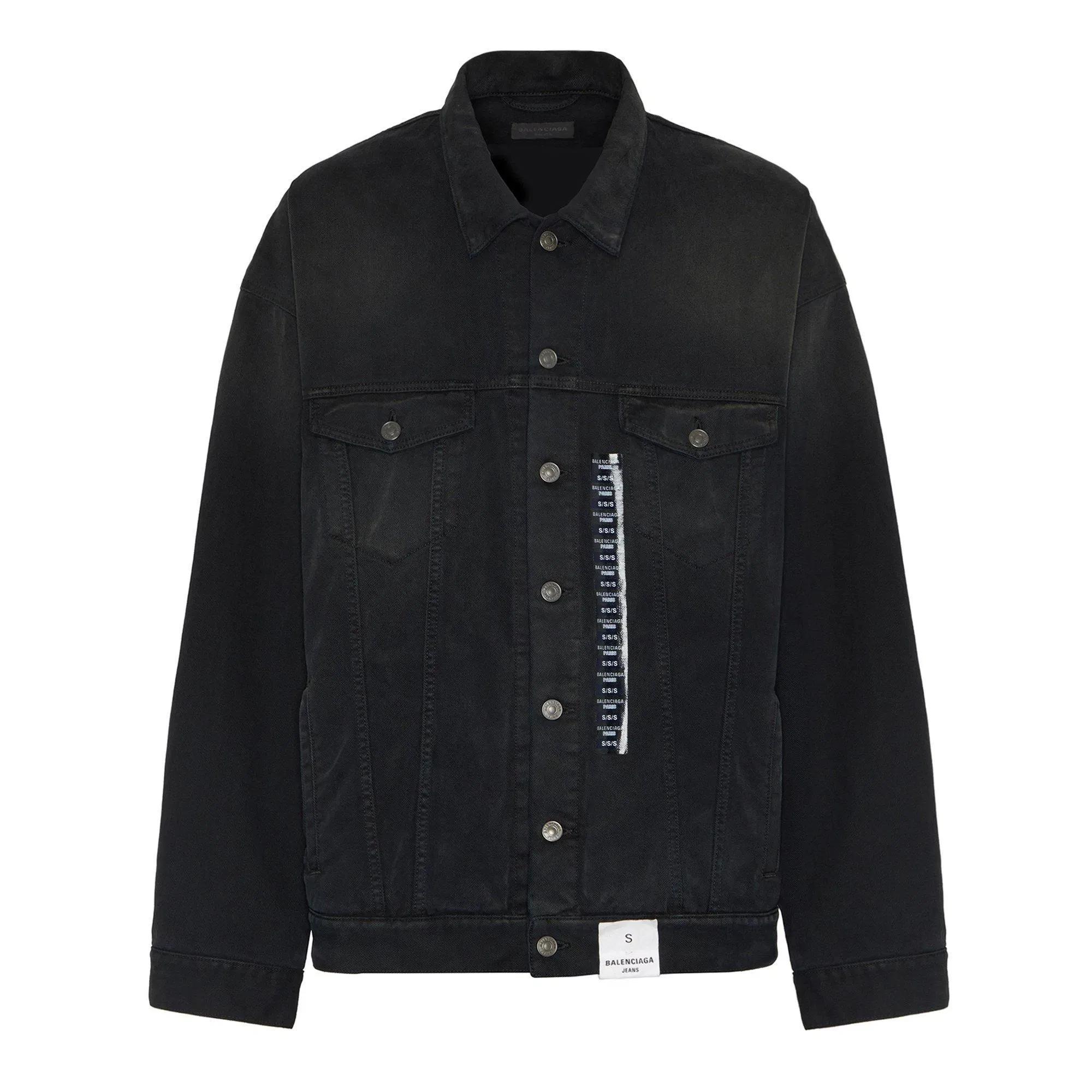 Size Sticker Cotton Long Sleeve Oversized Fit Denim Jacket