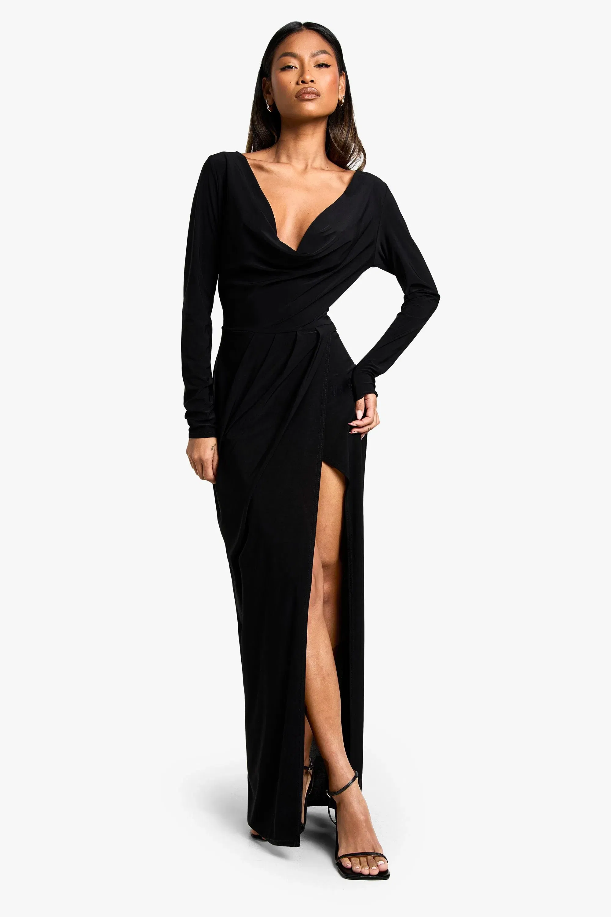 Long Sleeve Wrap Maxi Dress