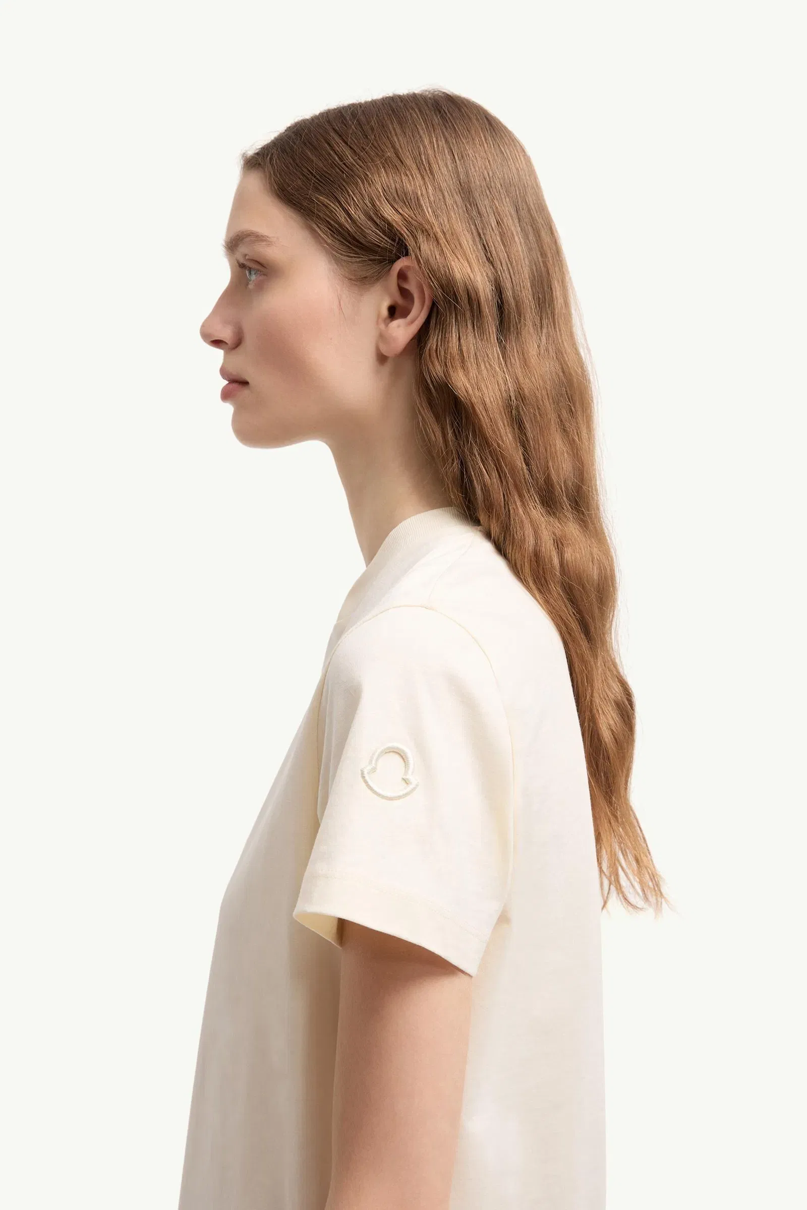 Moncler Embroidered Logo Cotton T-Shirt White White