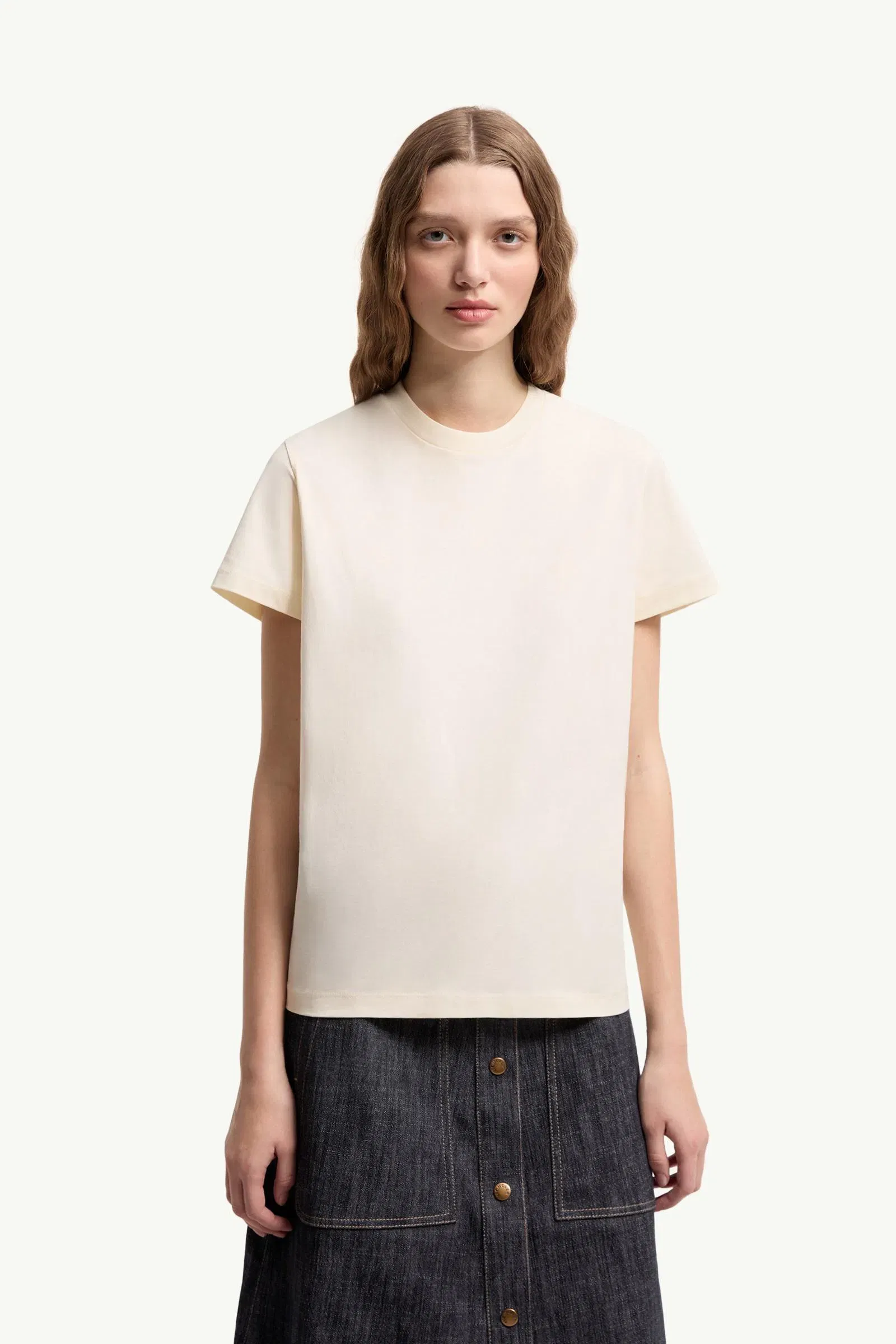 Moncler Embroidered Logo Cotton T-Shirt White White