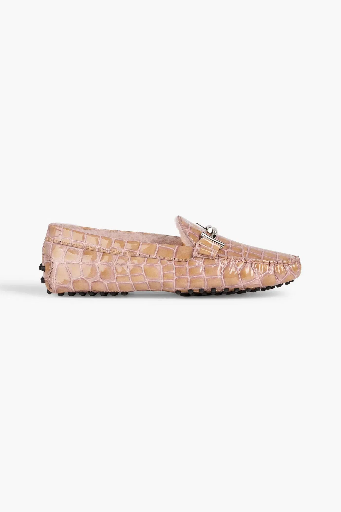 Tod's Double T Croc-Effect Leather Loafers Neutral Women's