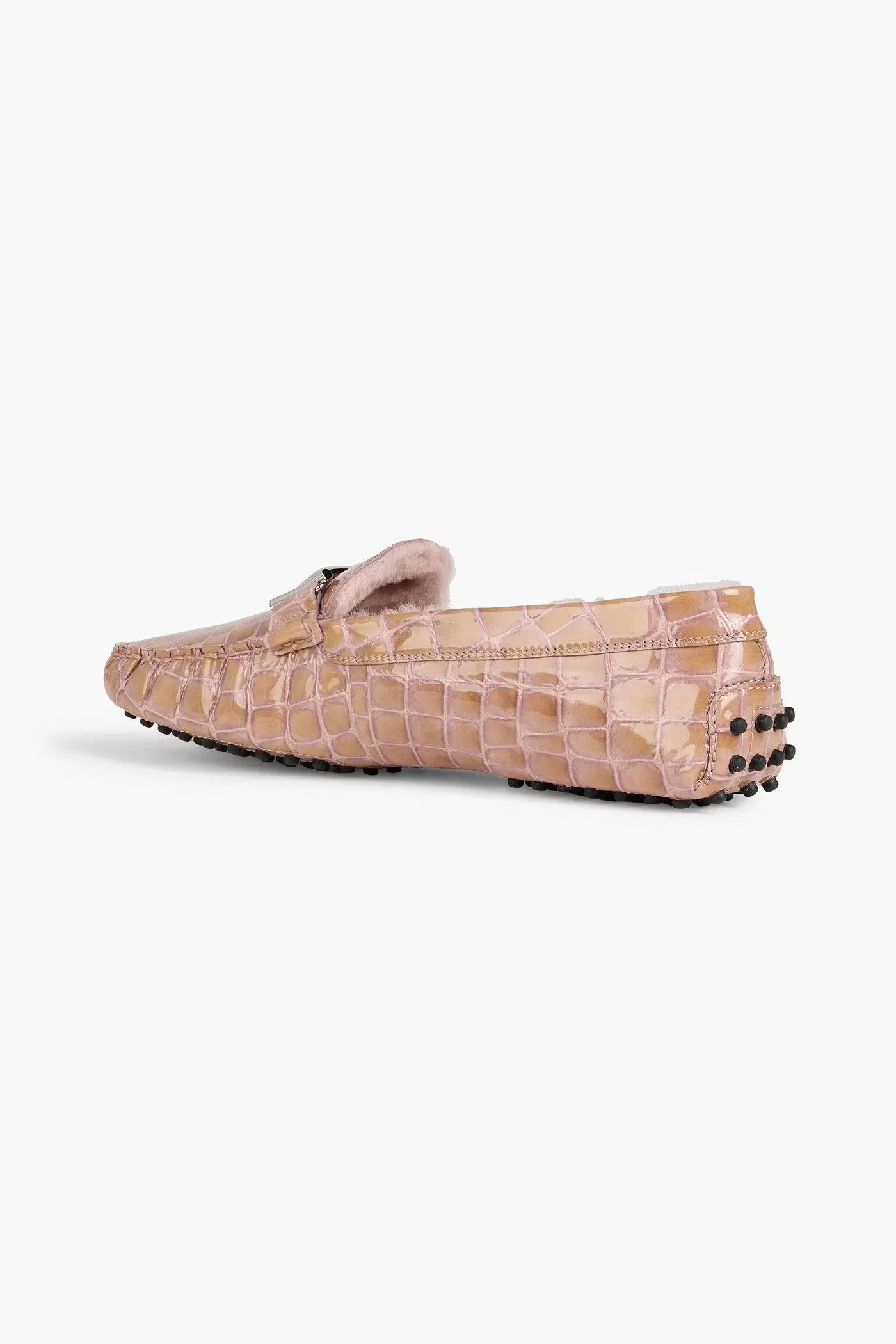 Tod's Double T Croc-Effect Leather Loafers Neutral Women's