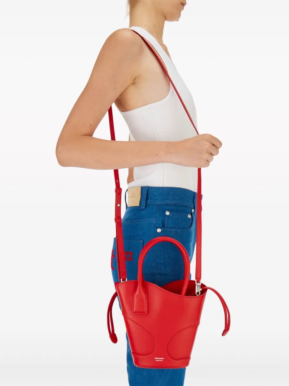 cut-out leather mini bag