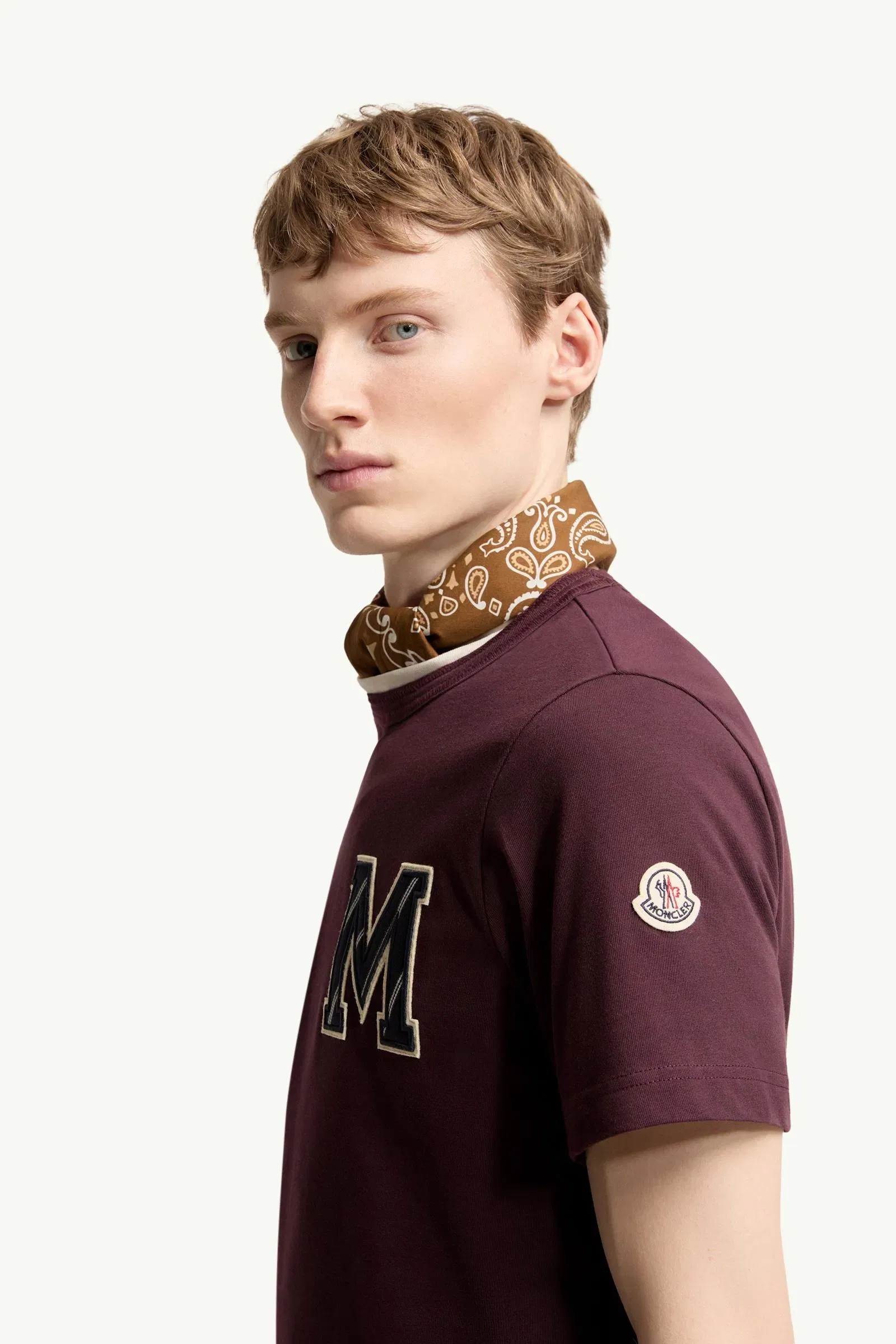 Moncler Cotton Jersey Monogram T-Shirt Burgundy Burgundy