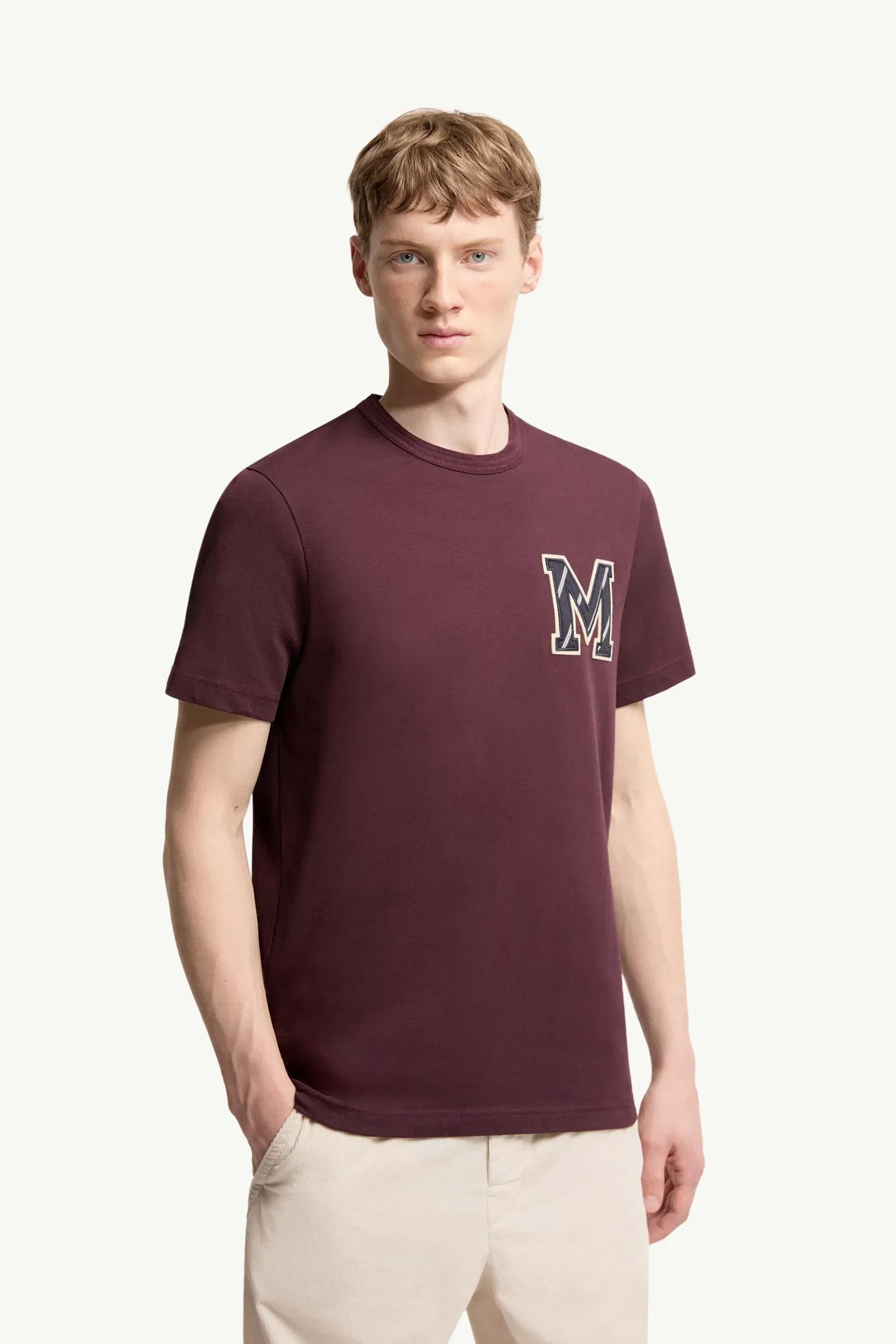 Moncler Cotton Jersey Monogram T-Shirt Burgundy Burgundy
