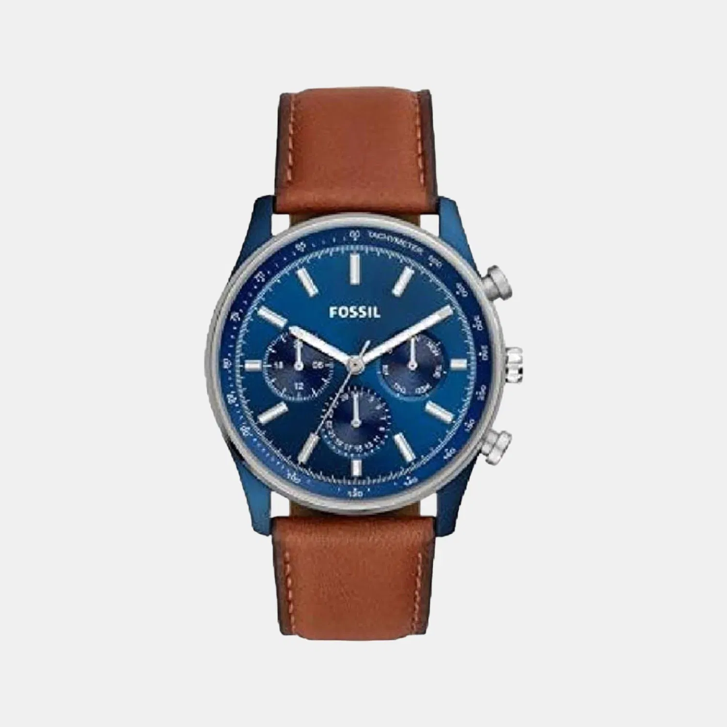 Fossil Sullivan Men Quartz Blue Dial Multi-Function Leather Watch Bq2512