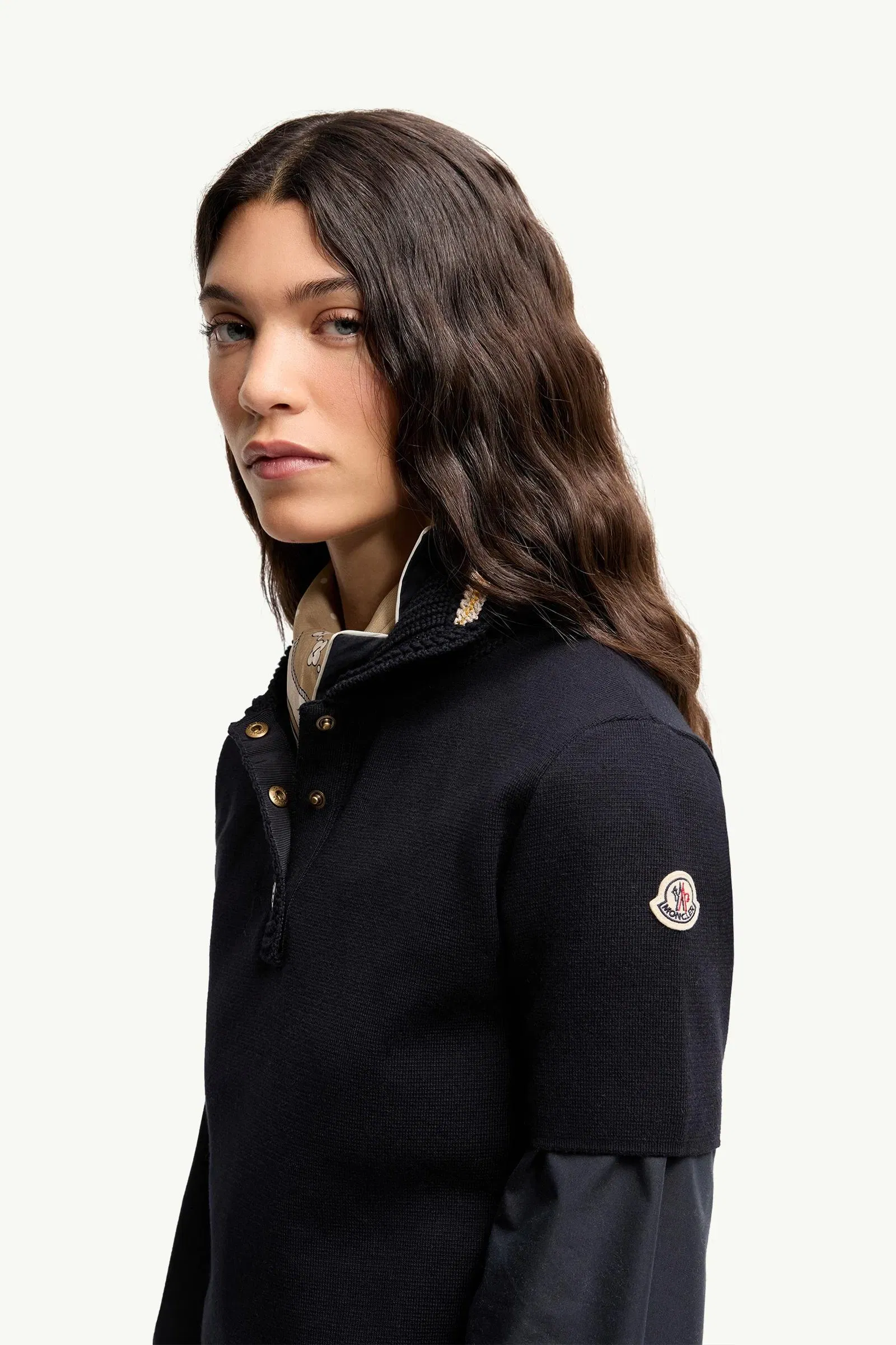 Moncler Cotton Knit Polo Shirt Navy Blue Navy Blue
