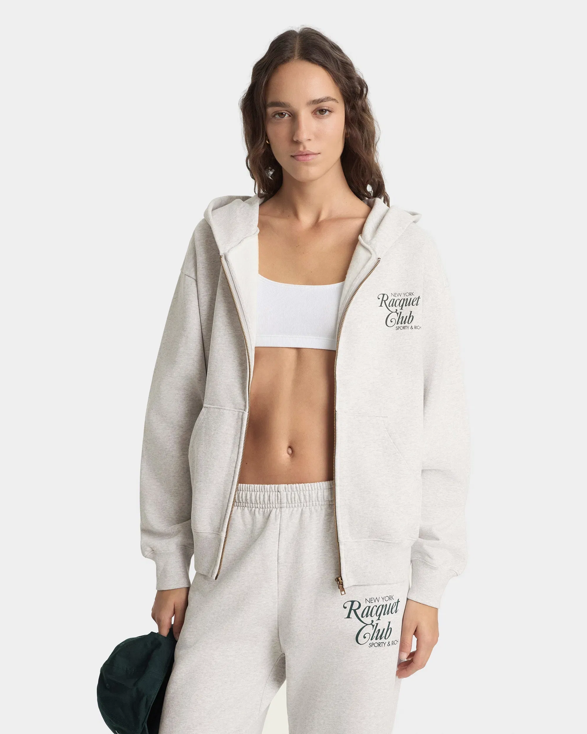 NYRC Zip Hoodie - Heather Gray/Forest