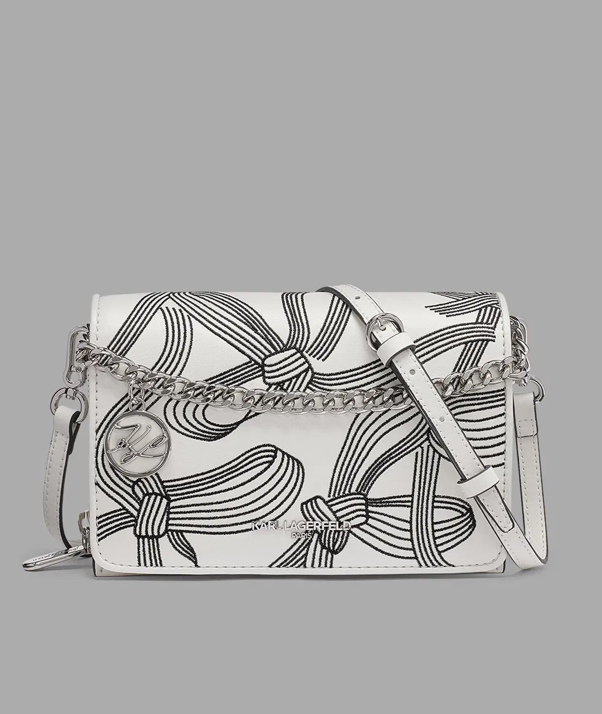 KarlLagerfeld Lourdes crossbody with bows white/black print