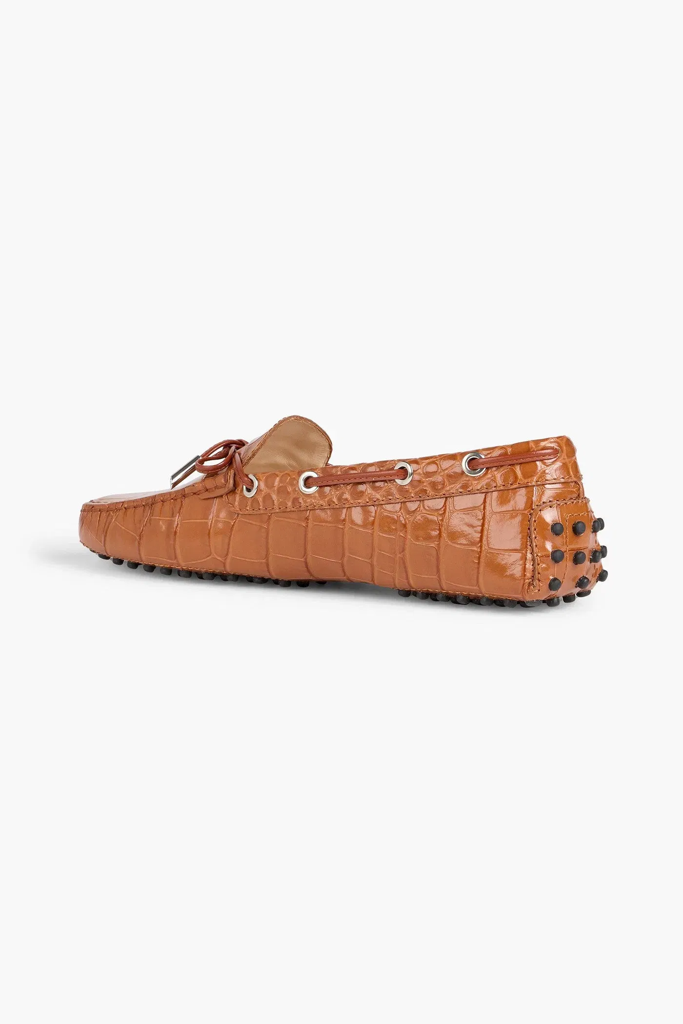 Tod's Heaven Lacetto Croc-Effect Leather Loafers Camel Women's