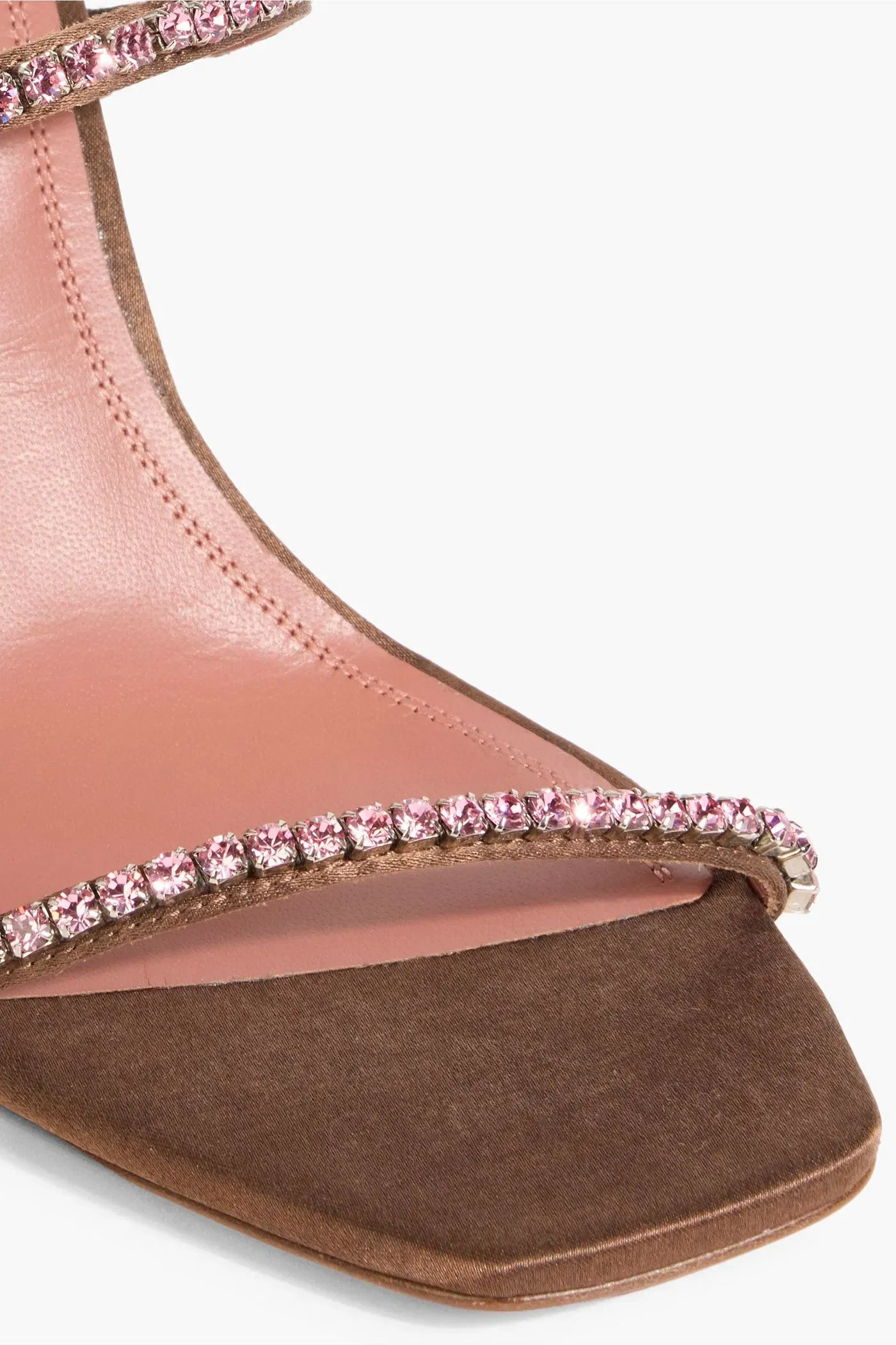 Amina Muaddi Gilda 95 Crystal-Embellished Satin Sandals Brown Women's