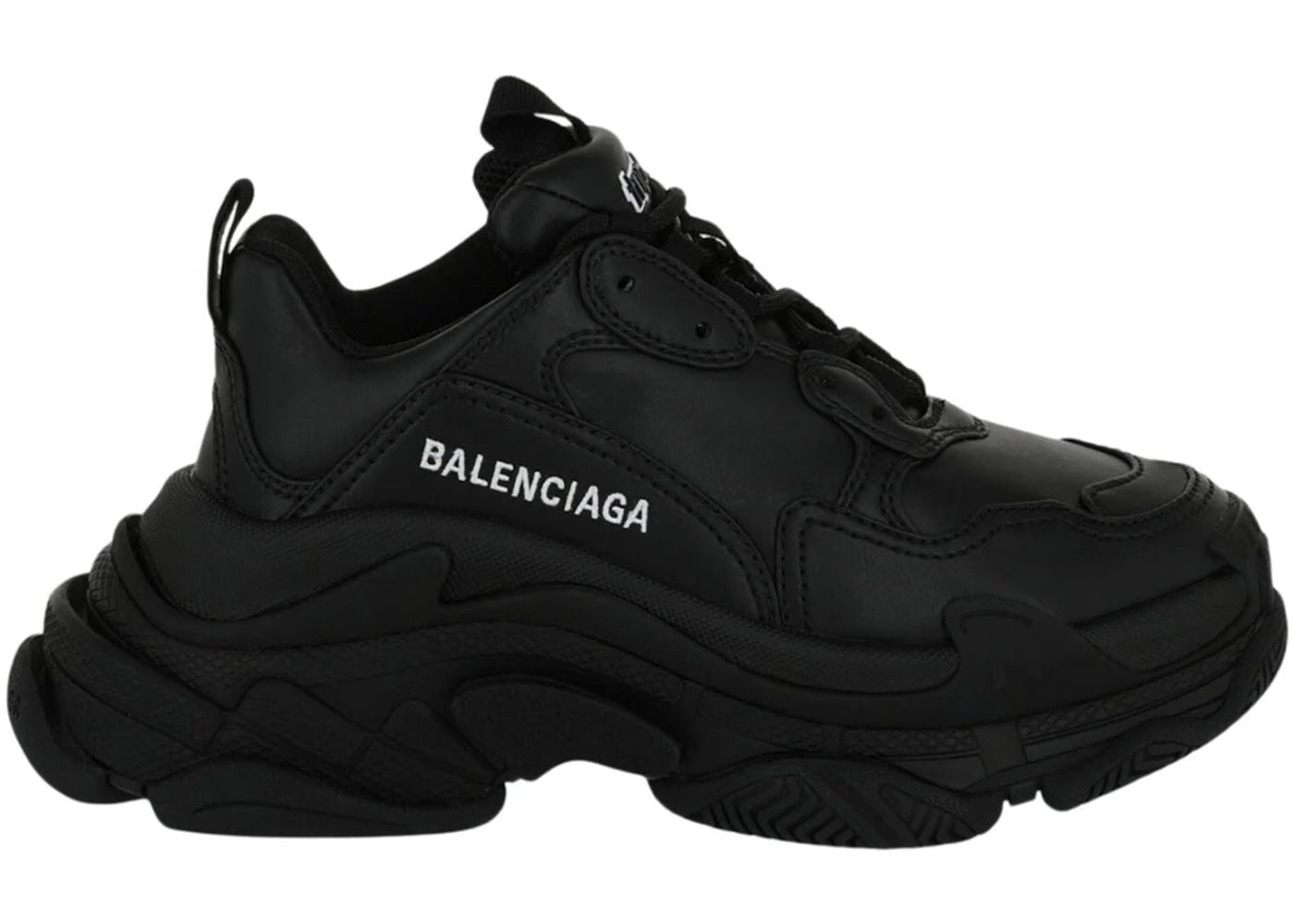 Balenciaga Triple S Synthetic Leather Triple Black Womens