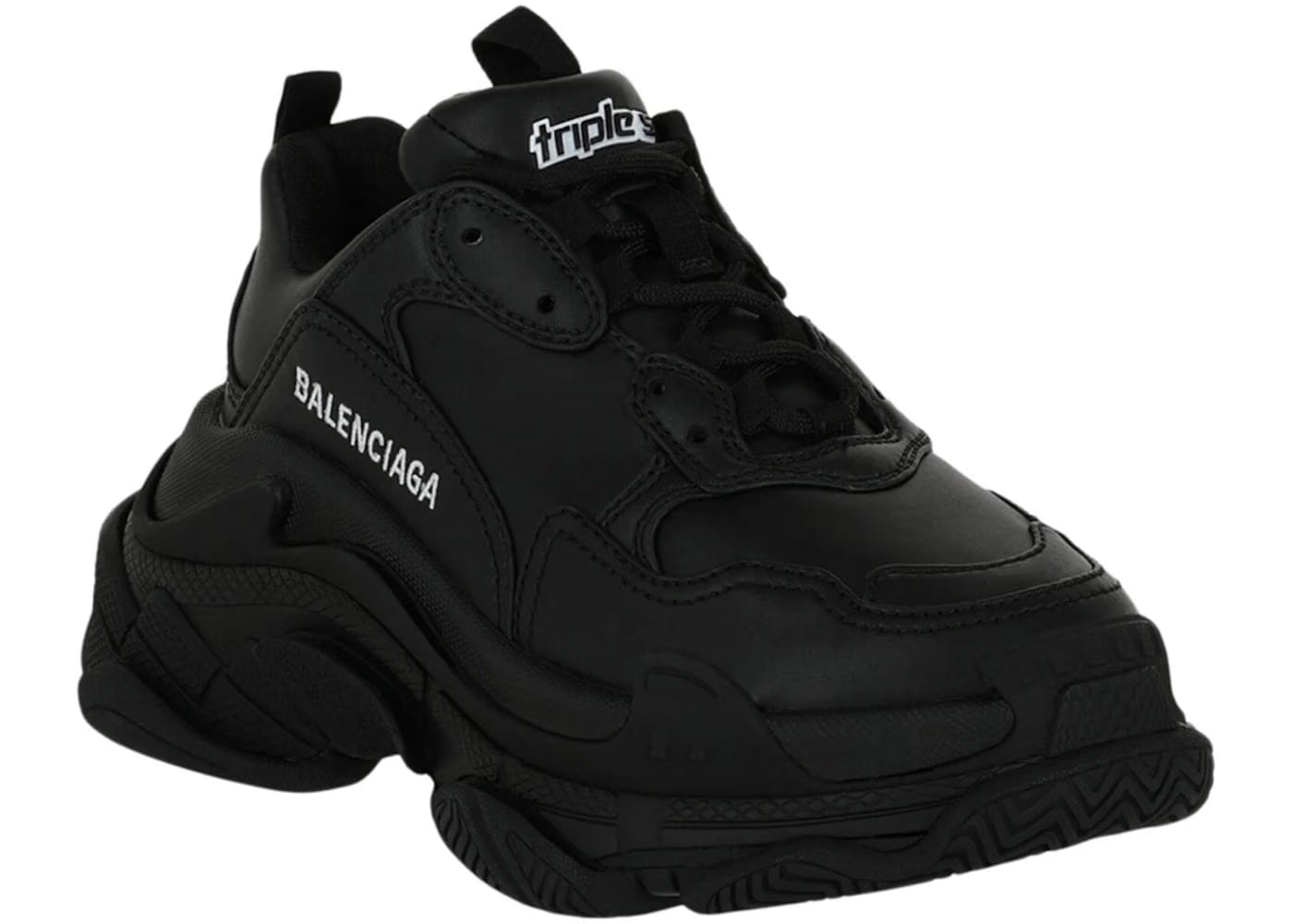Balenciaga Triple S Synthetic Leather Triple Black Womens