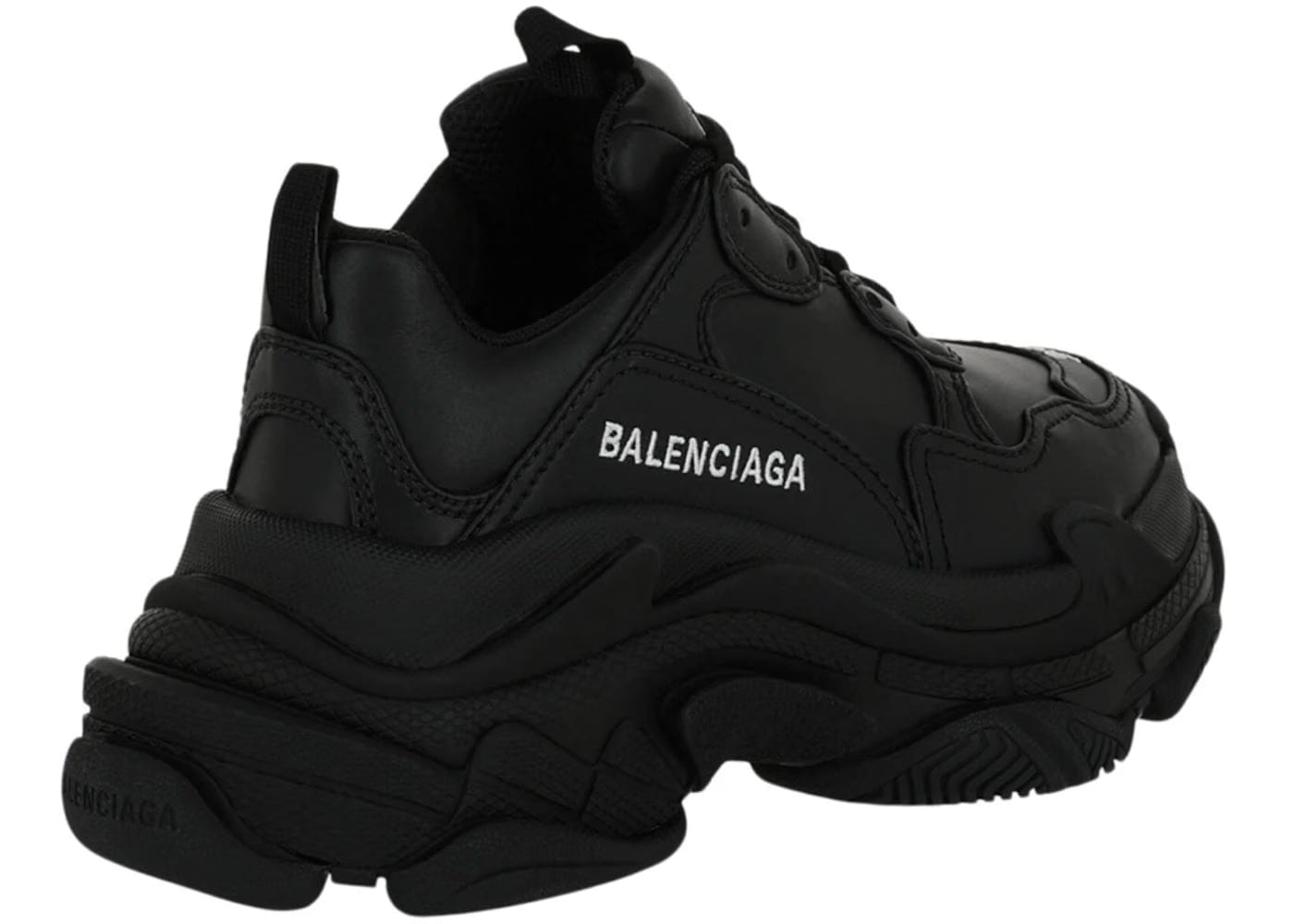 Balenciaga Triple S Synthetic Leather Triple Black Womens