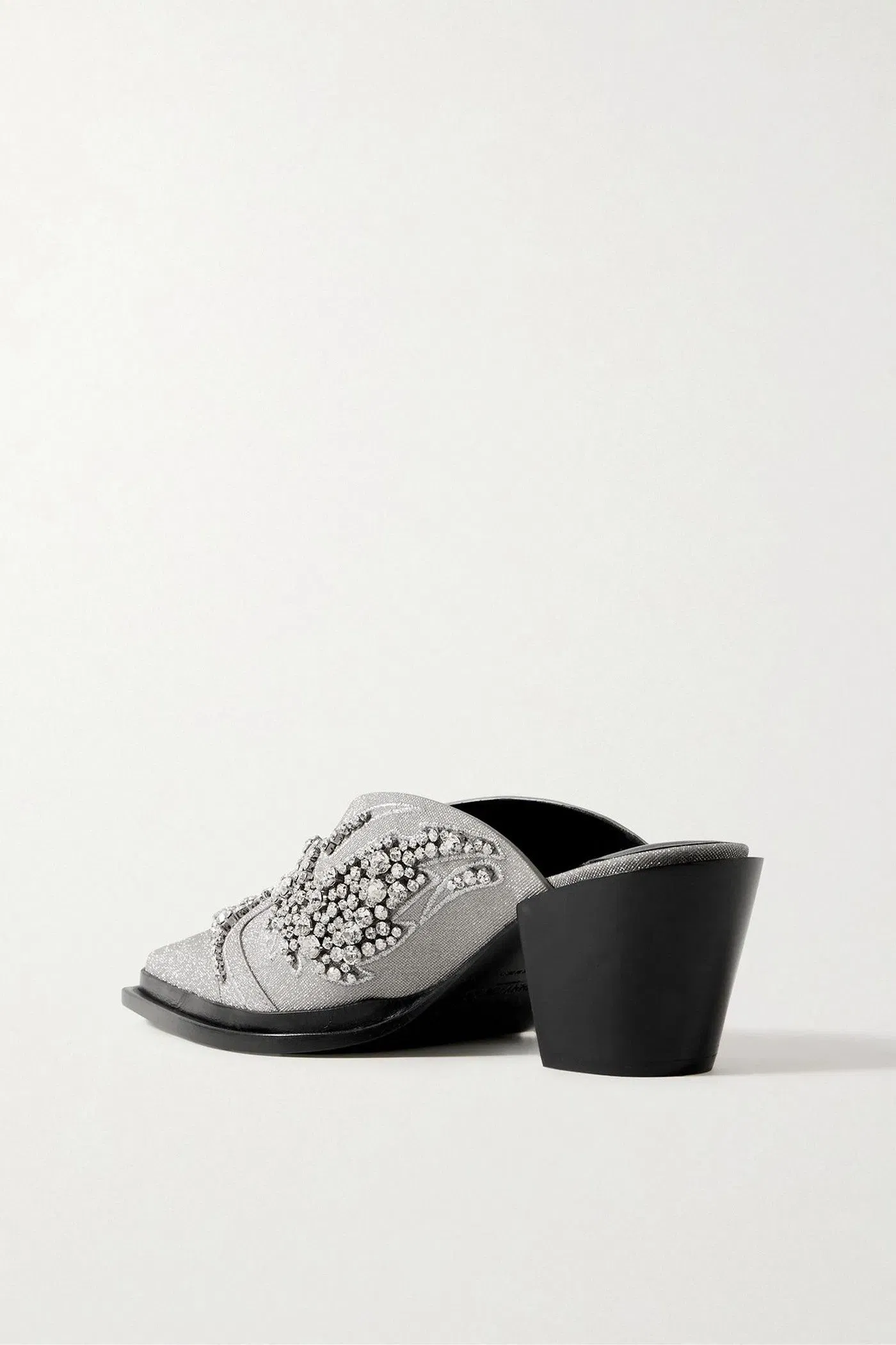Jimmy Choo Cece Ii 60 Embroidered Crystal-Embellished Metallic Canvas Mules Silver Women's