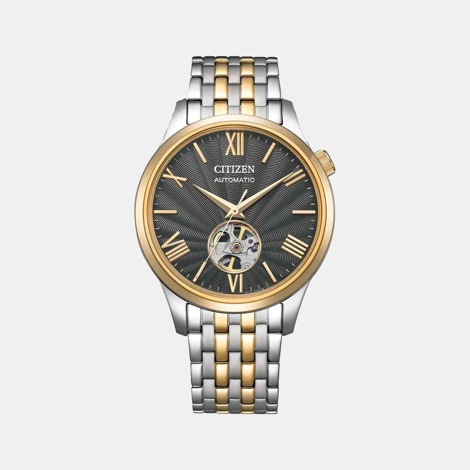 Citizen Mechanical Open Heart Men Automatic Grey Dial Analog Stainless Steel Watch Nh9136-88H