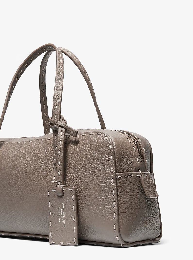 Michael Kors Roberta Hand-Stitched Pebbled Leather Satchel Mocha