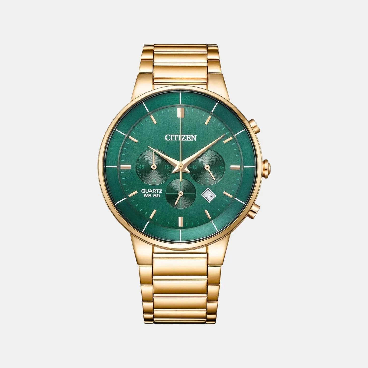 Citizen Men Quartz Green Dial Chronograph Stainless Steel An8223-54X