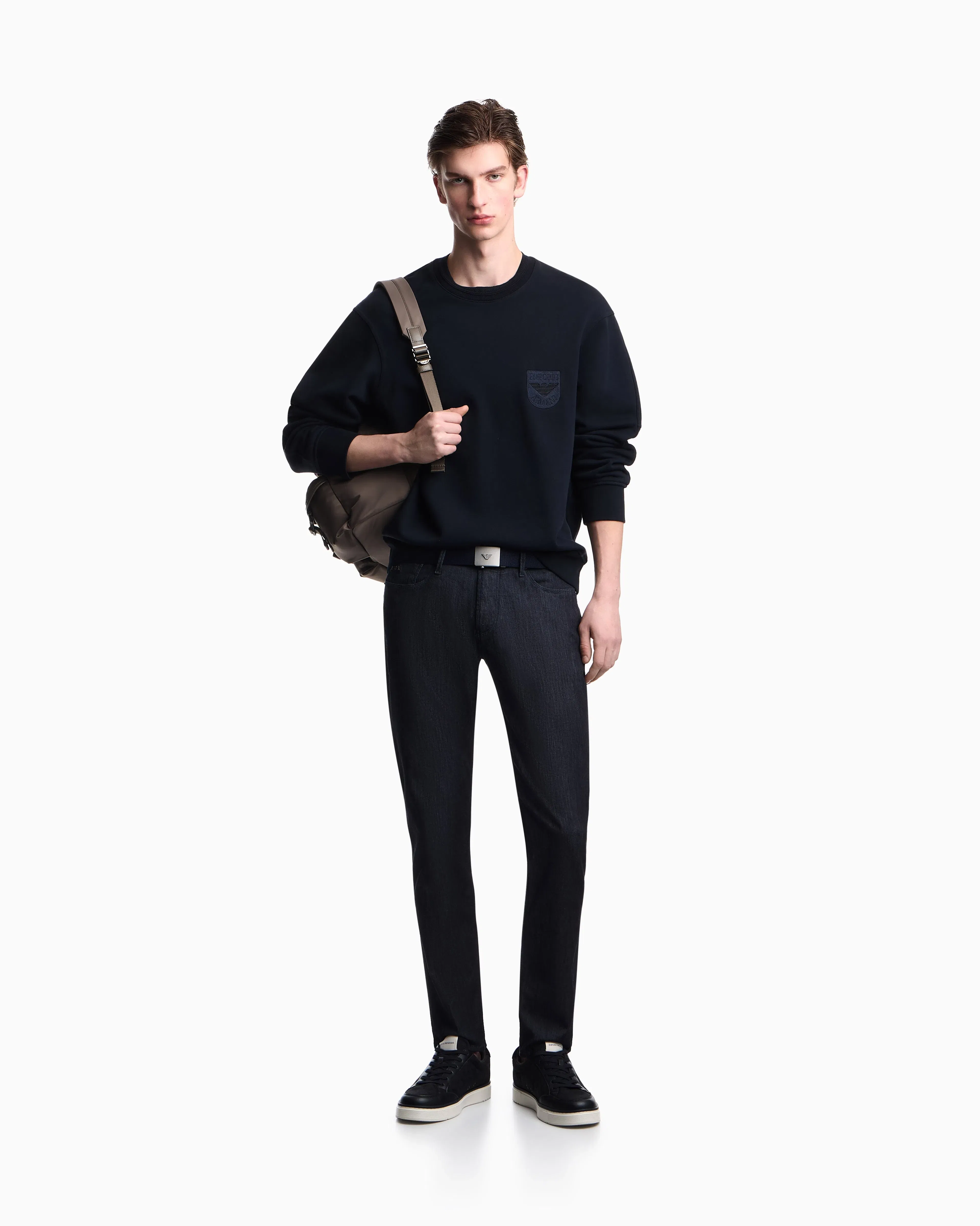 Emporio Armani French terry jersey sweatshirt with shield embroidery