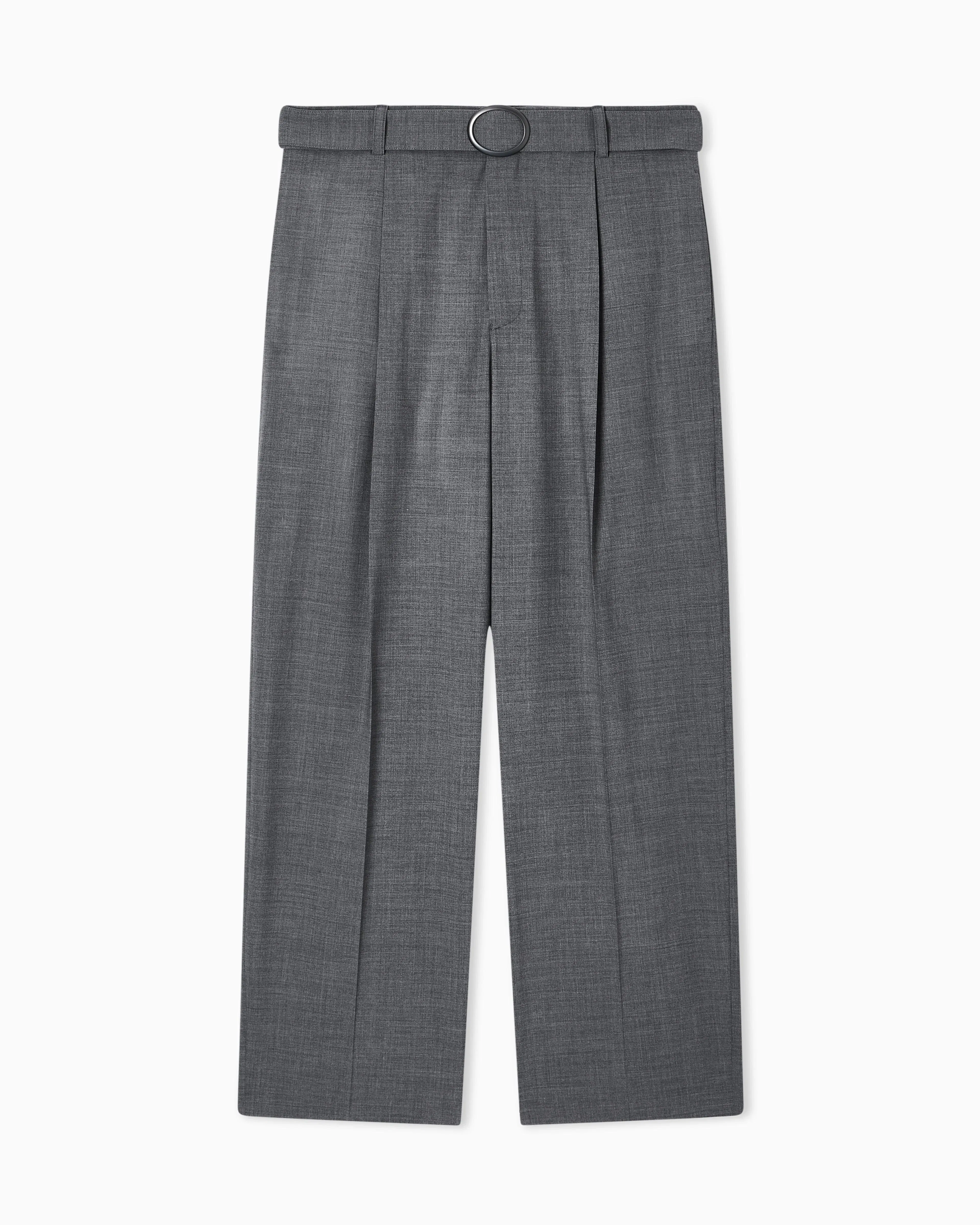 Emporio Armani Trousers with pleats and belt in stretch wool canvas