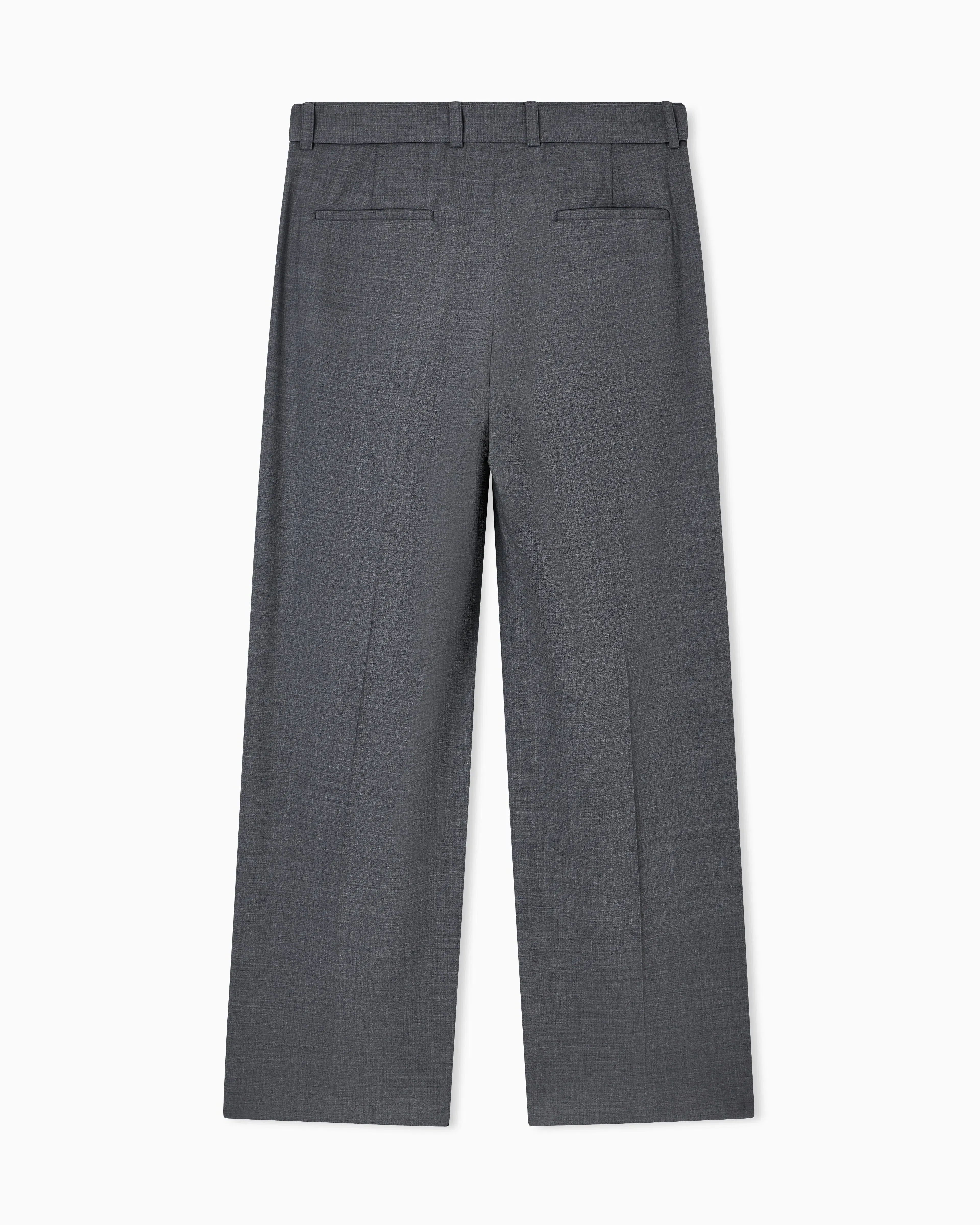 Emporio Armani Trousers with pleats and belt in stretch wool canvas