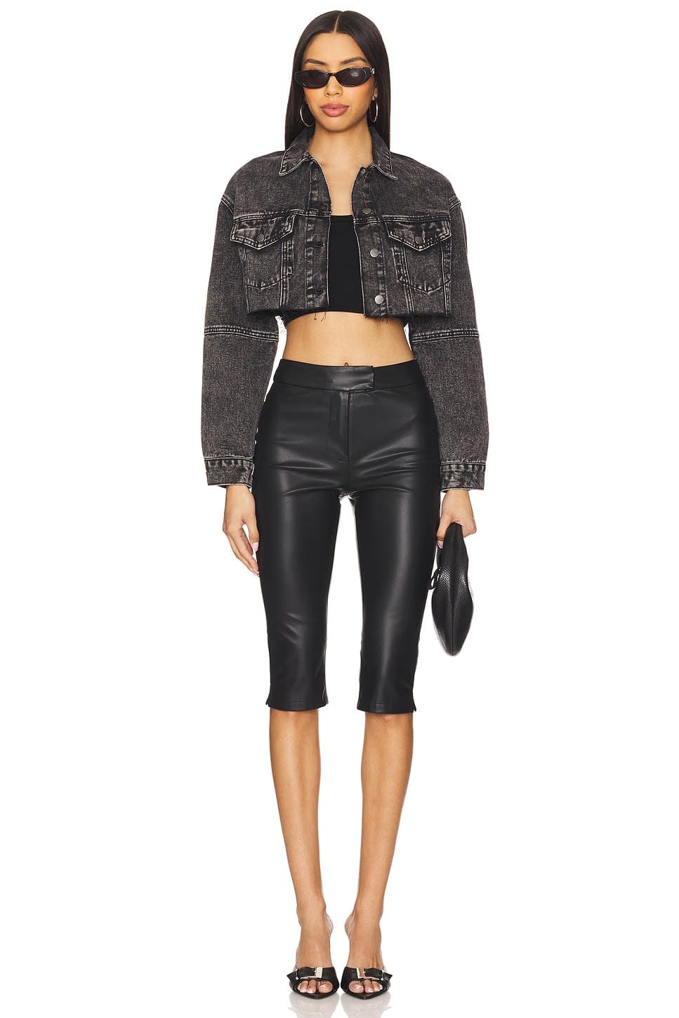 superdown Kathy Cut Off Jacket in Washed Black