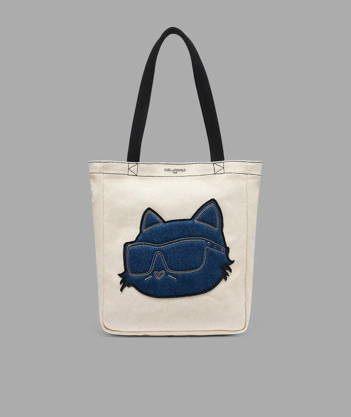 KarlLagerfeld Cannes denim choupette canvas tote white/blue