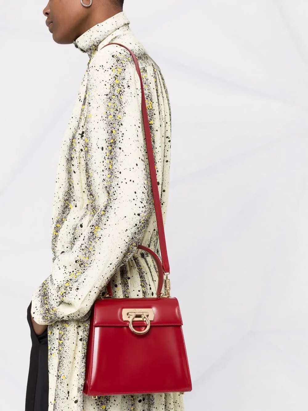 small Gancini-clasp top handle bag