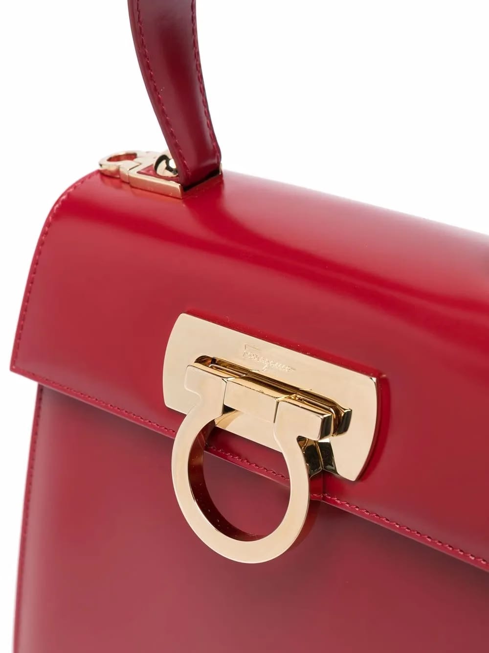 small Gancini-clasp top handle bag