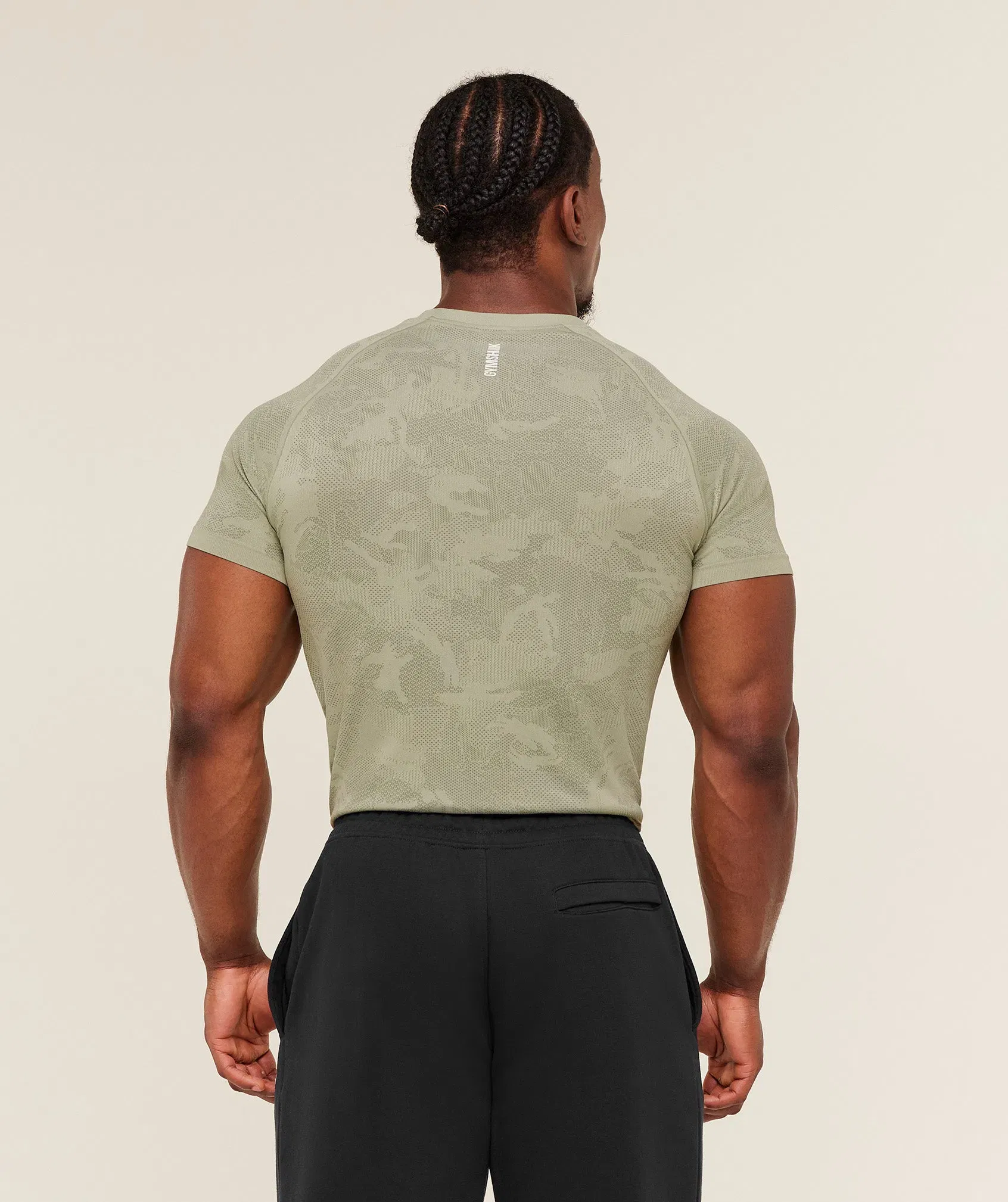 Gymshark Geo Seamless T-Shirt - Haze Green / Unit Green