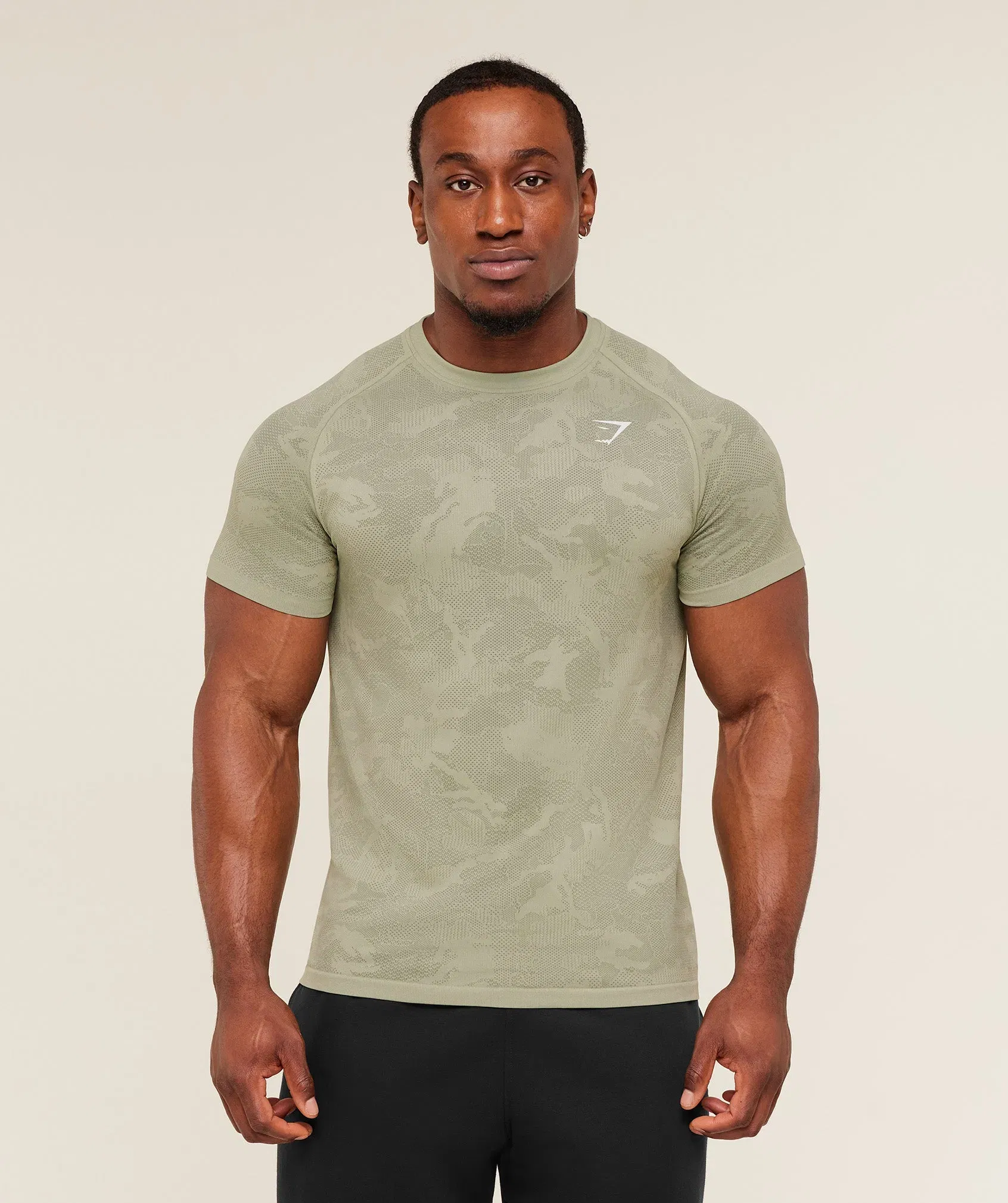 Gymshark Geo Seamless T-Shirt - Haze Green / Unit Green