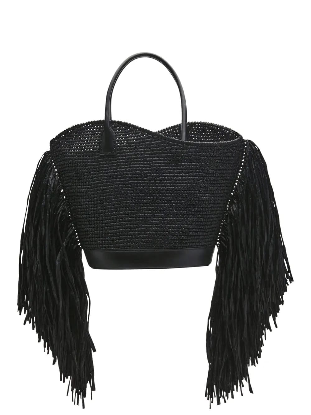 fringed raffia tote bag