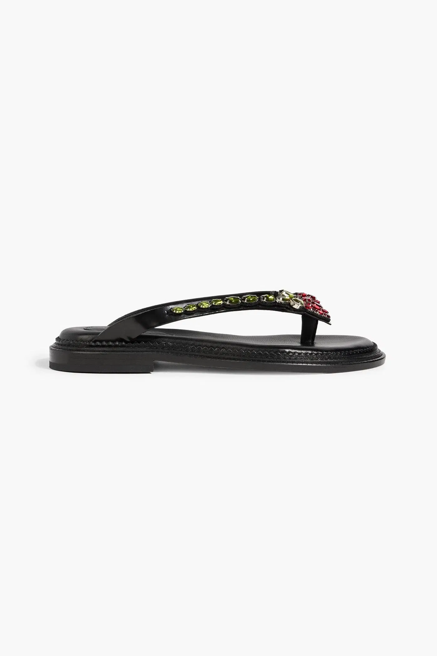 Simone Rocha Crystal-Embellished Glossed-Leather Sandals Black Women's