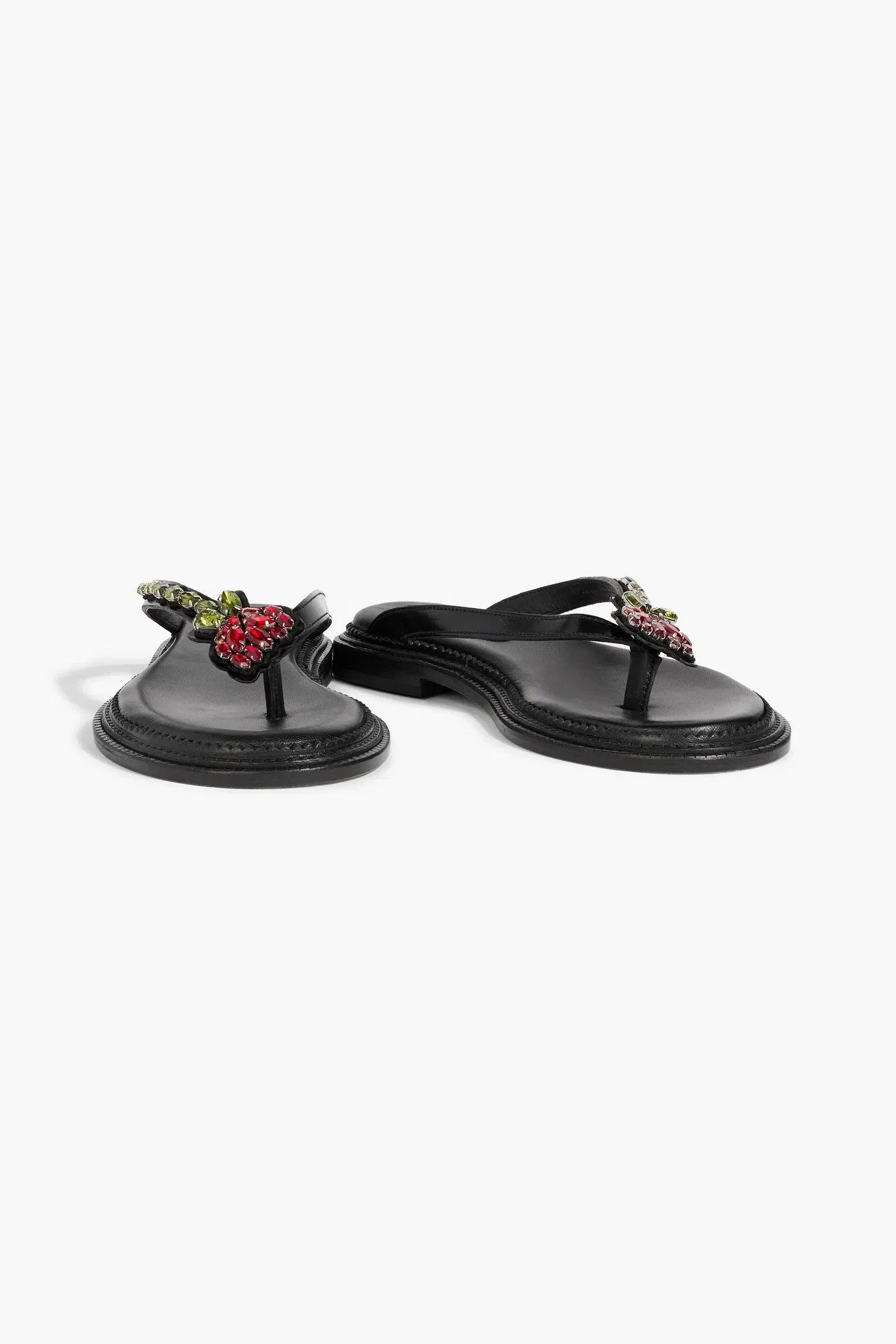 Simone Rocha Crystal-Embellished Glossed-Leather Sandals Black Women's