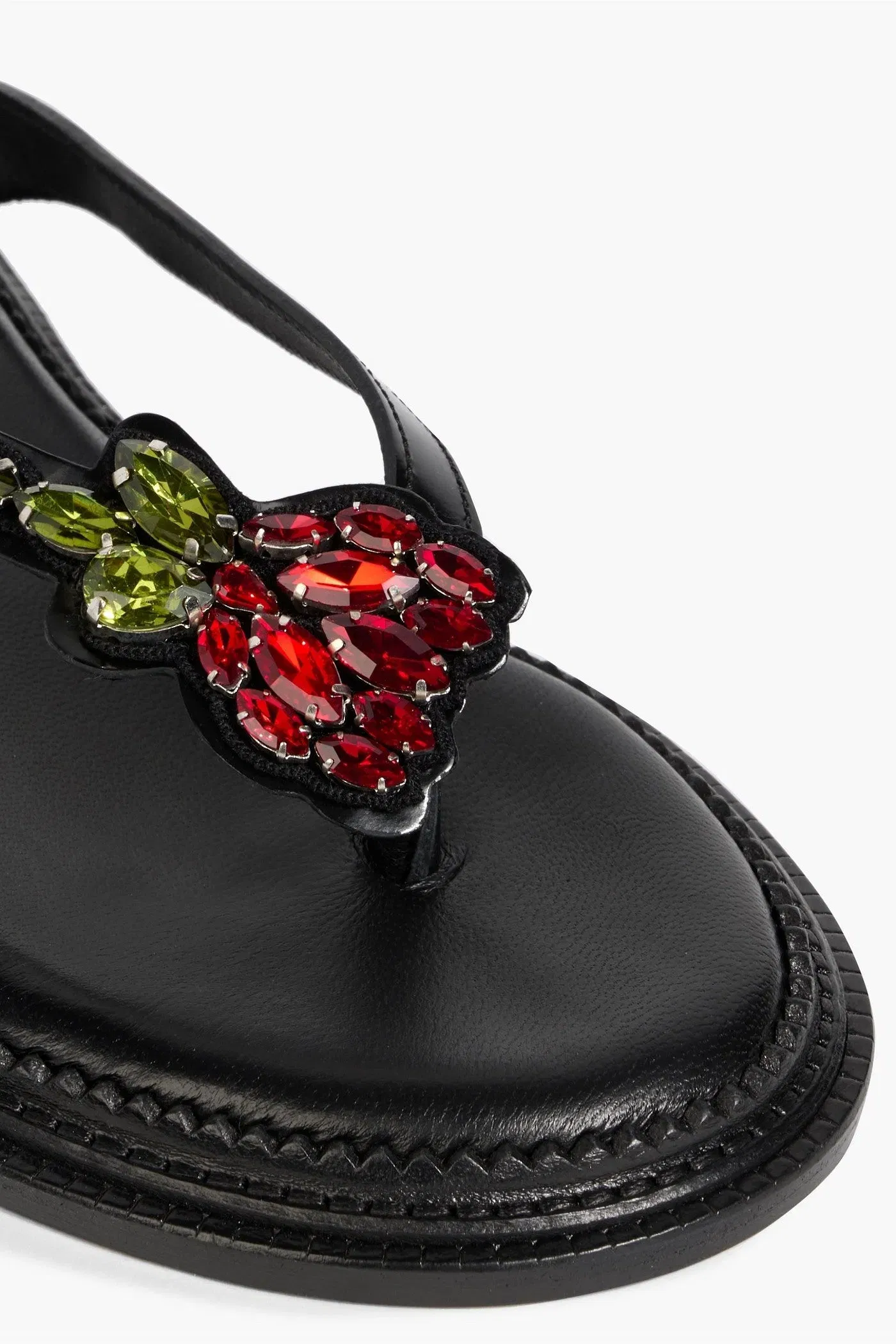 Simone Rocha Crystal-Embellished Glossed-Leather Sandals Black Women's