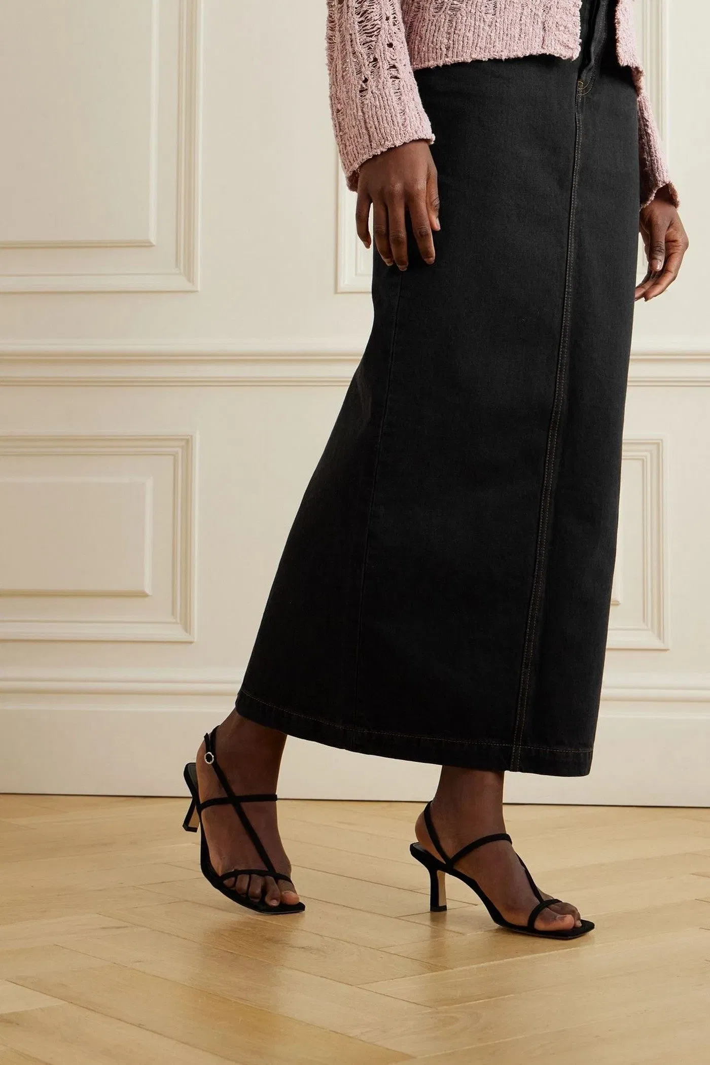 Aeyde Elise Suede Slingback Sandals Black Women's