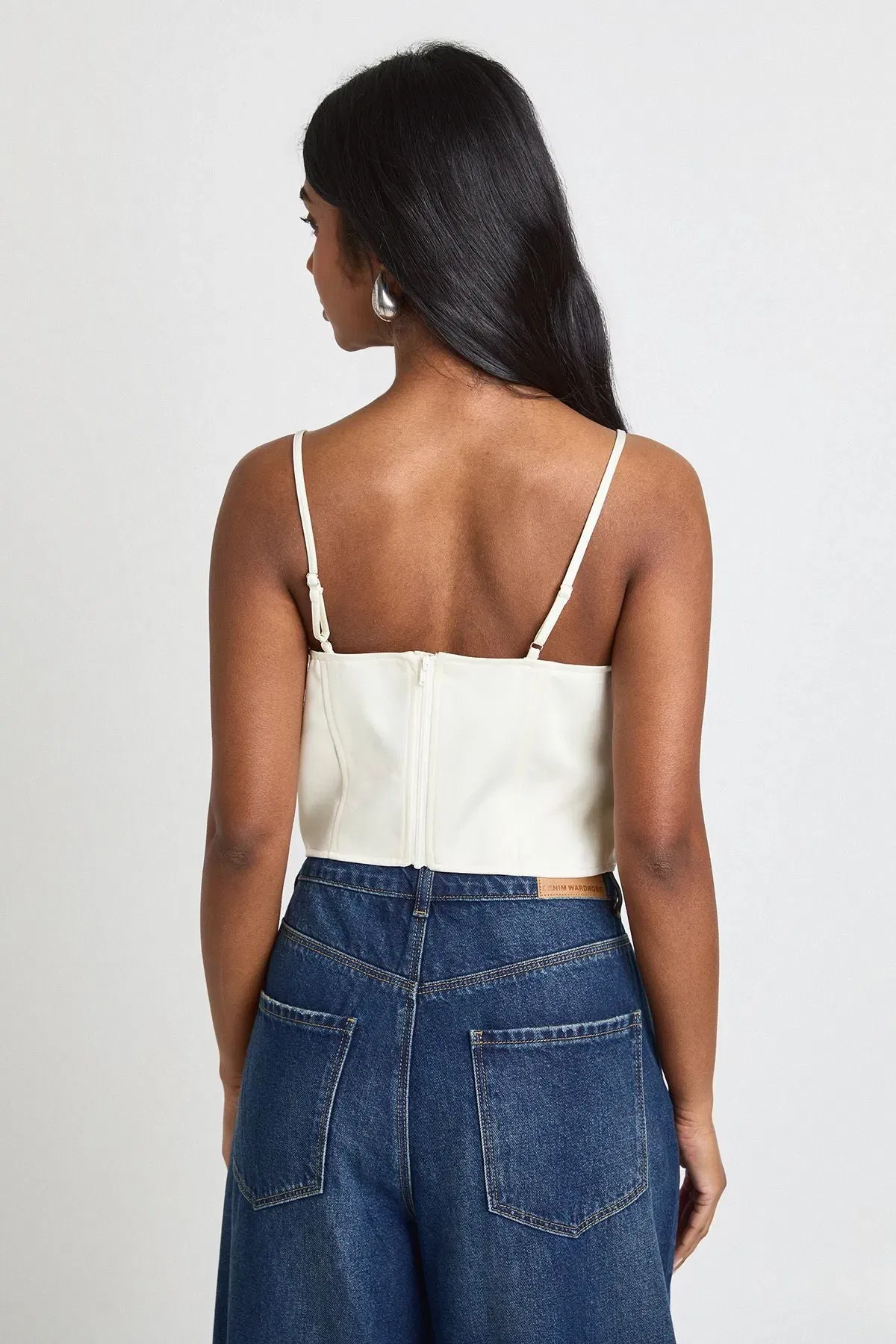 Lace Trim Boned Corset Top