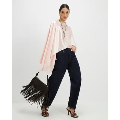 Pink Satin Waterfall Cape