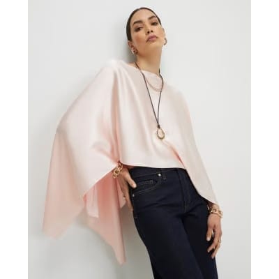 Pink Satin Waterfall Cape